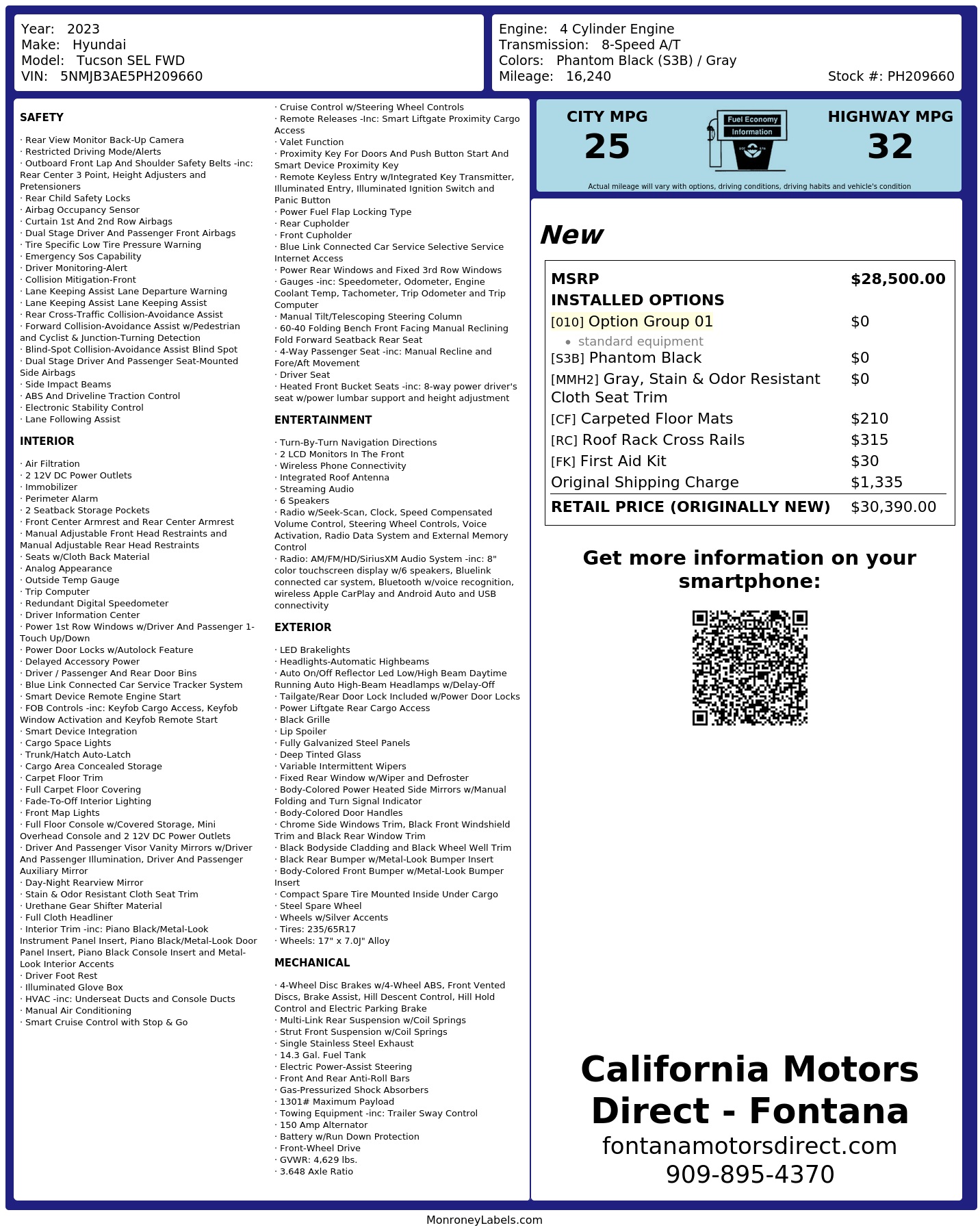 Monroney Label
