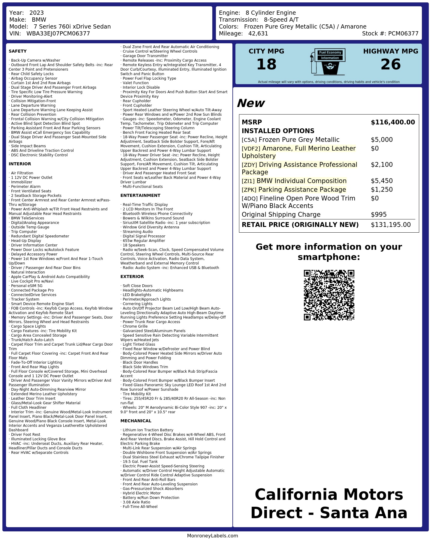 Monroney Label