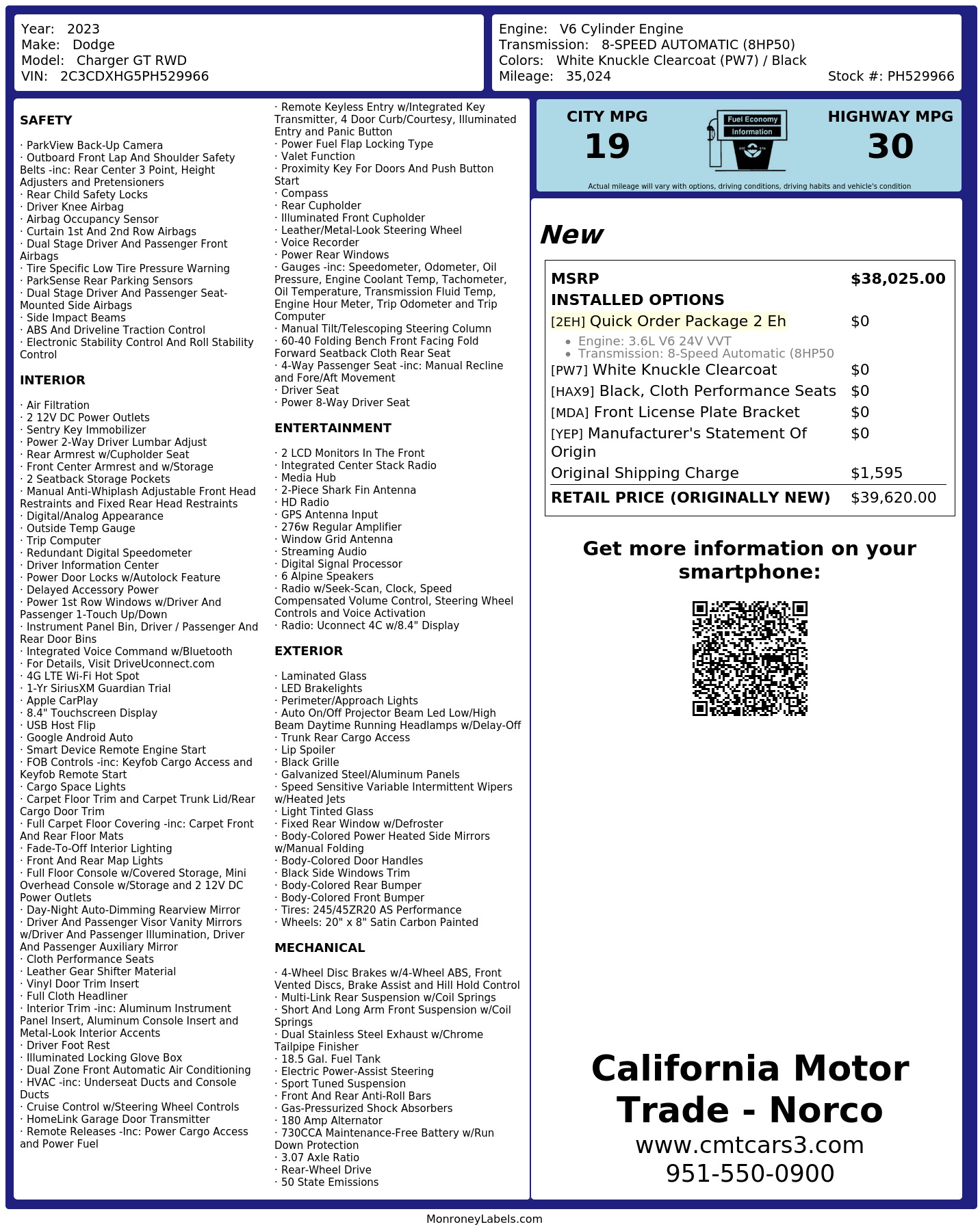 Monroney Label