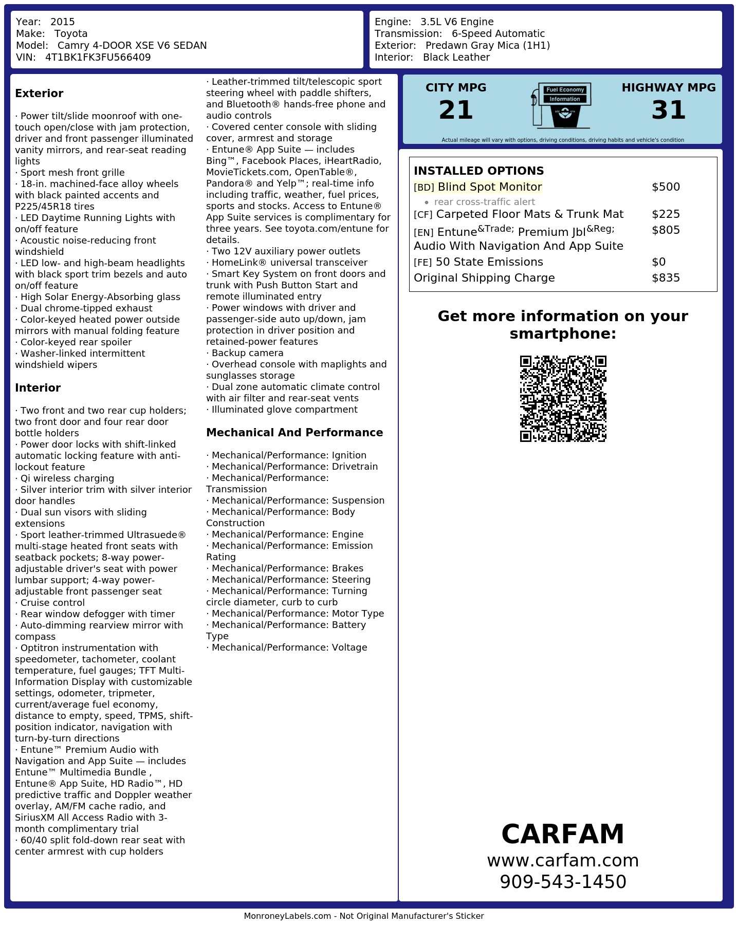 Monroney Label