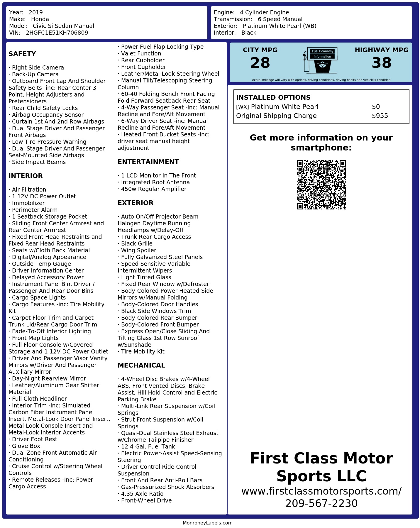 Monroney Label