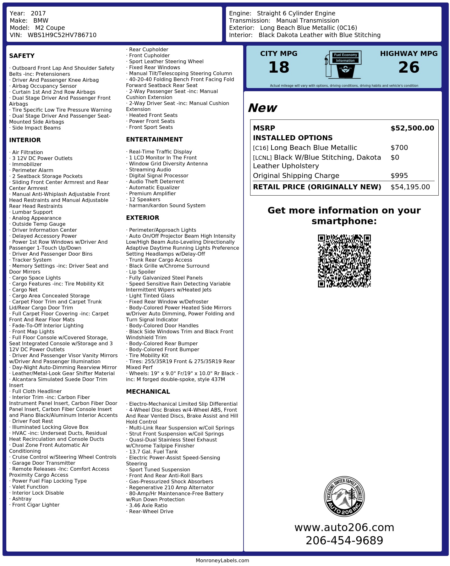 Monroney Label