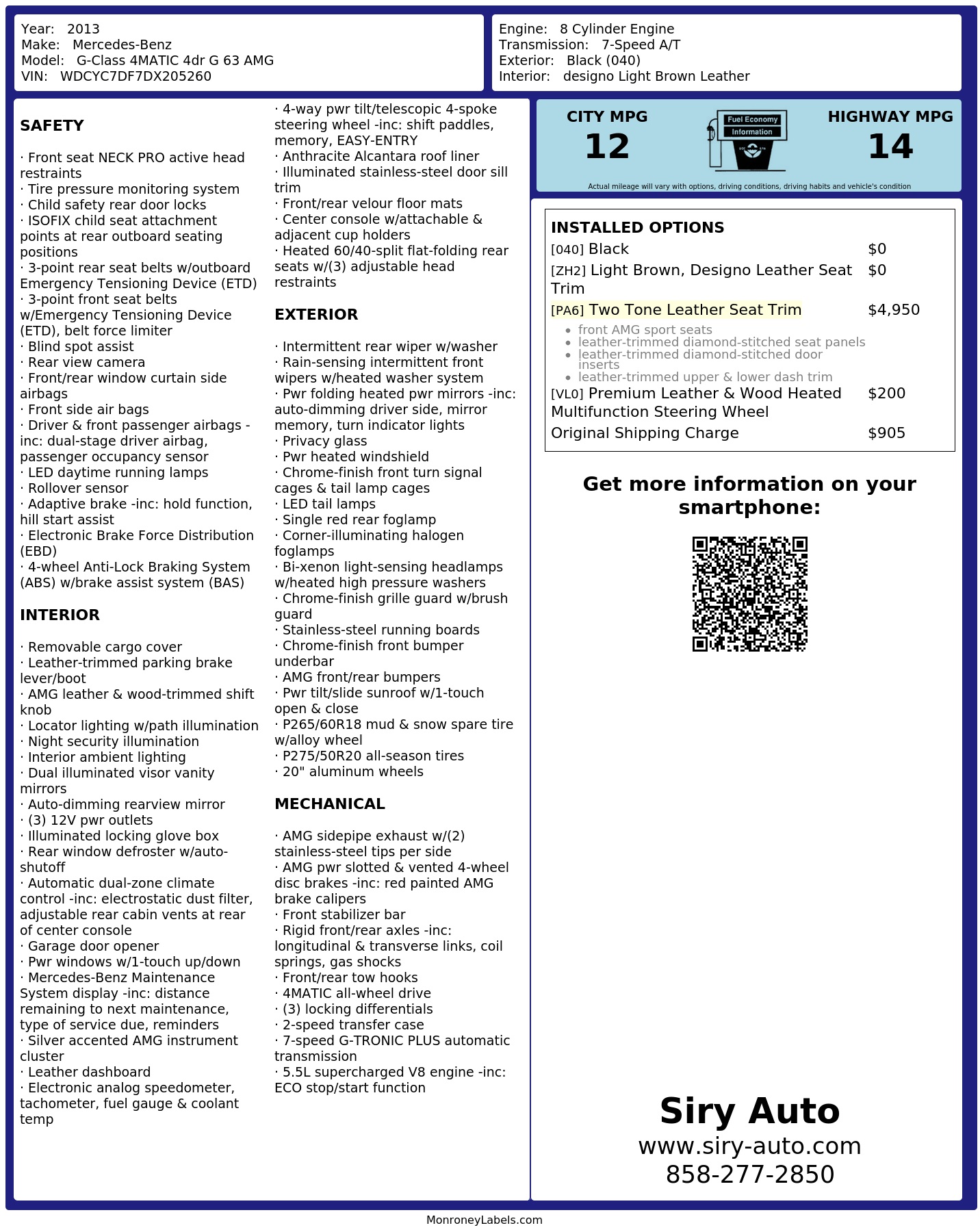 Monroney Label