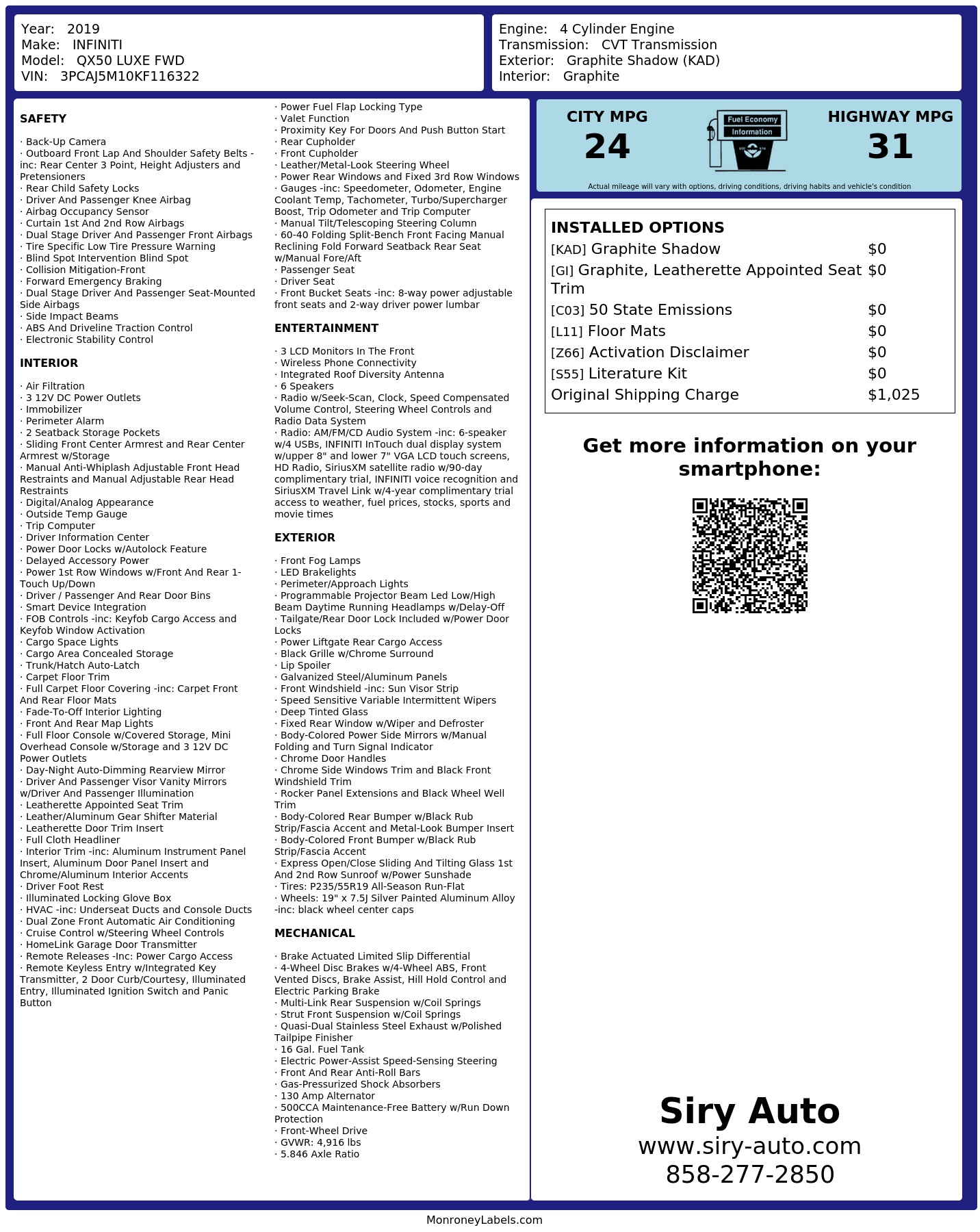 Monroney Label