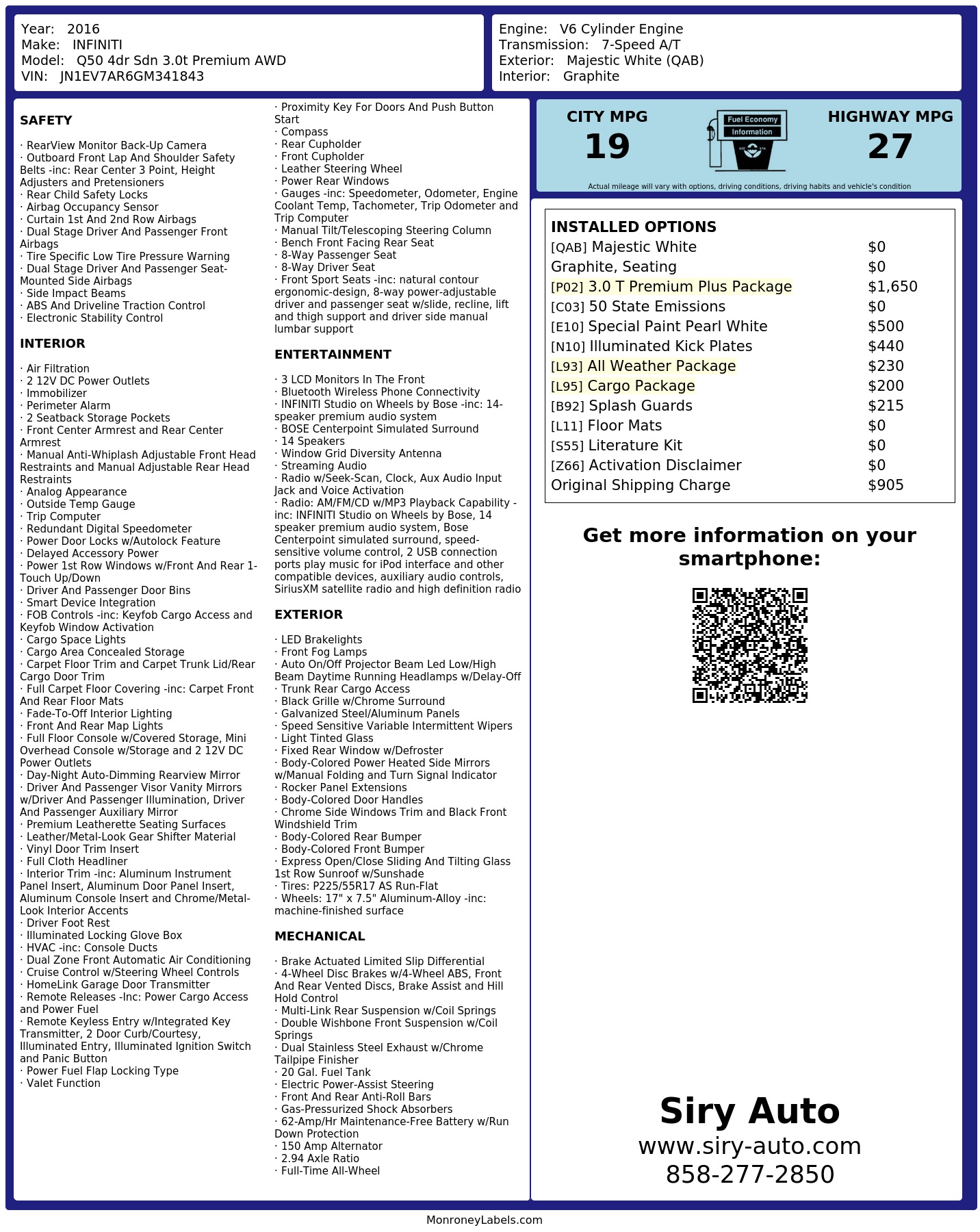 Monroney Label