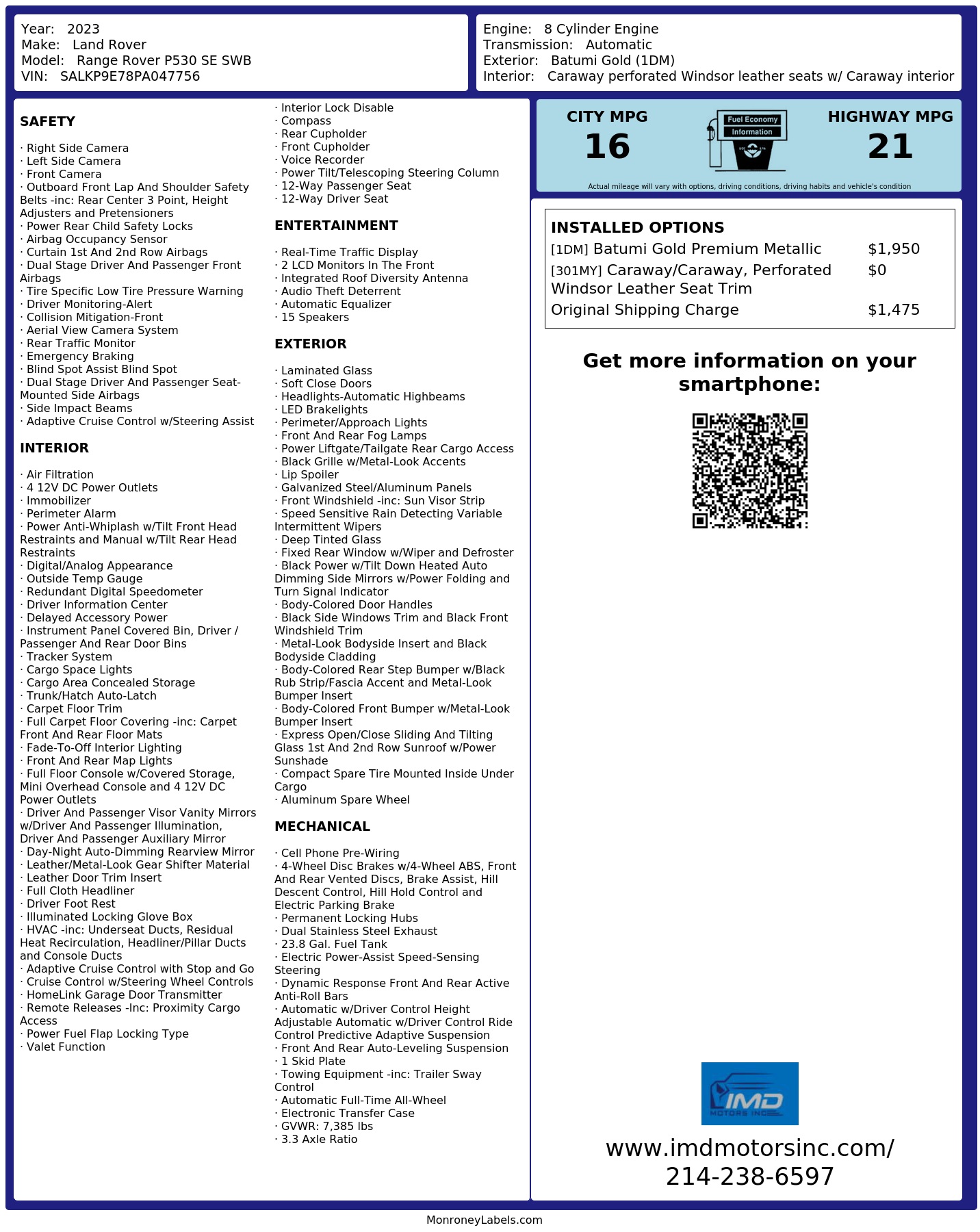 Monroney Label