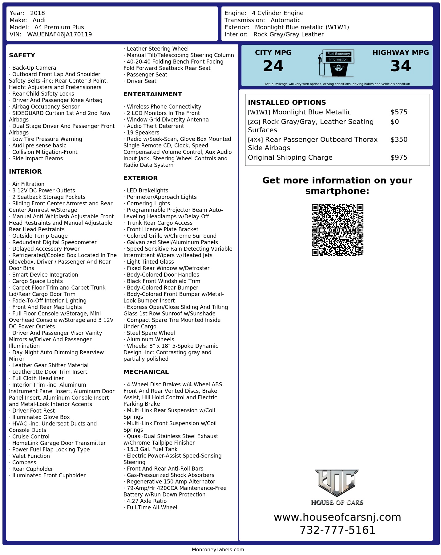 Monroney Label