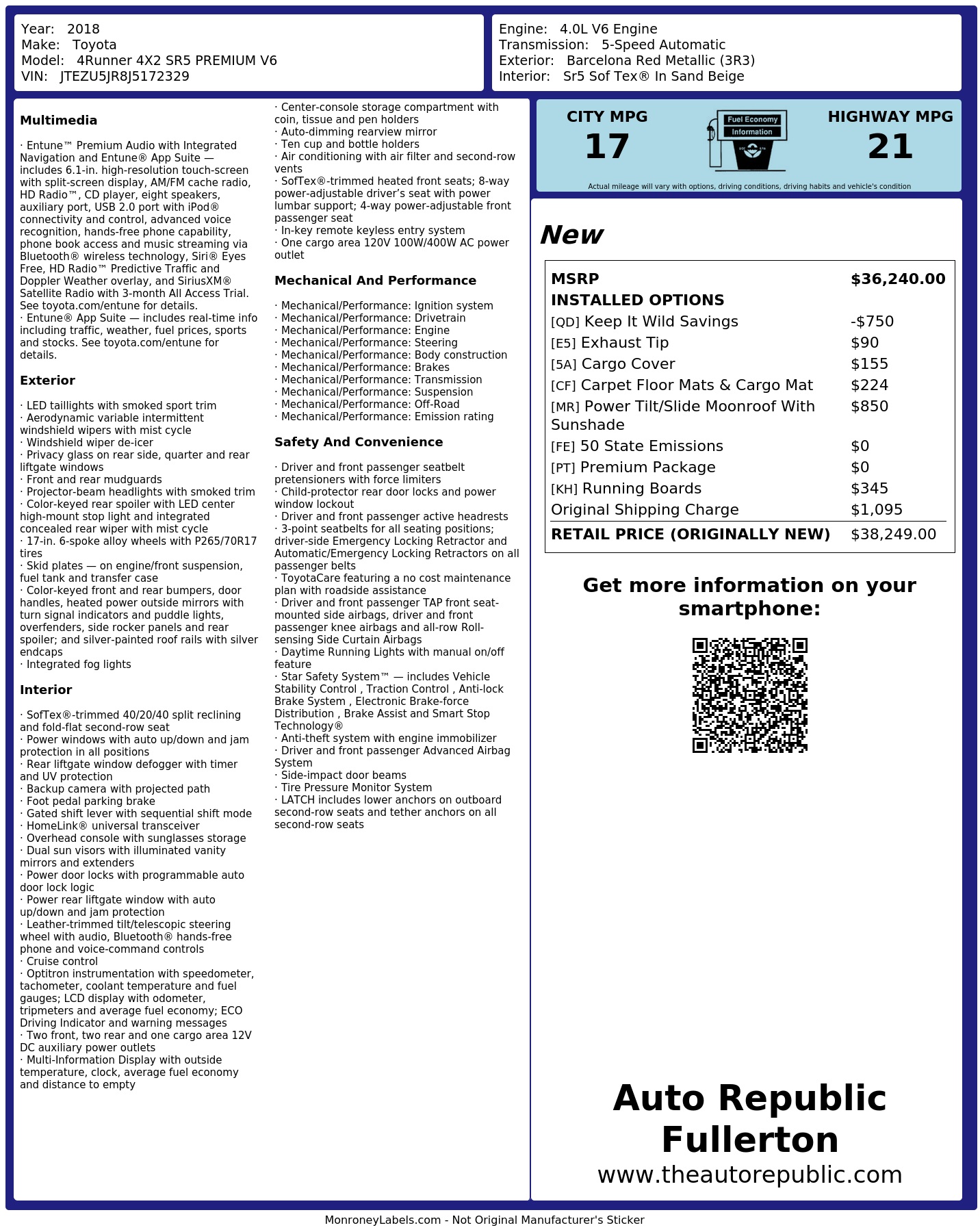 Monroney Label