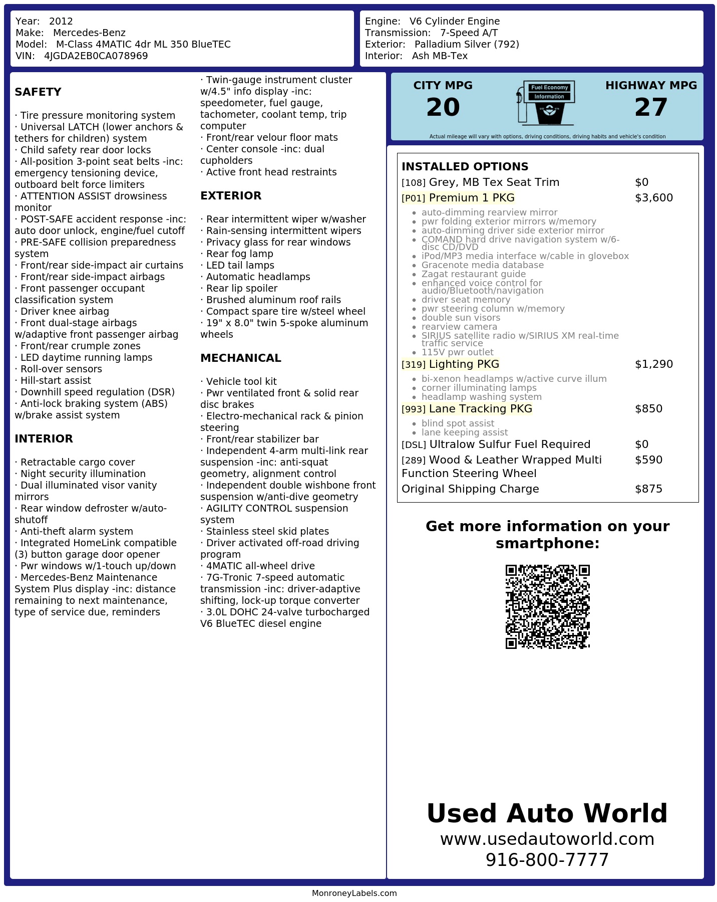 Monroney Label