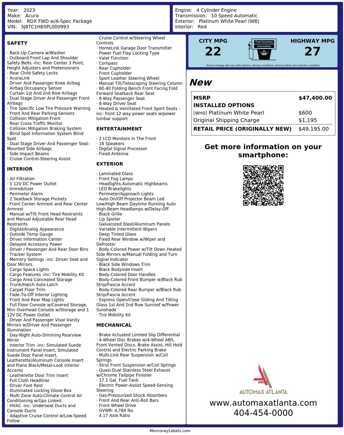 Monroney Label