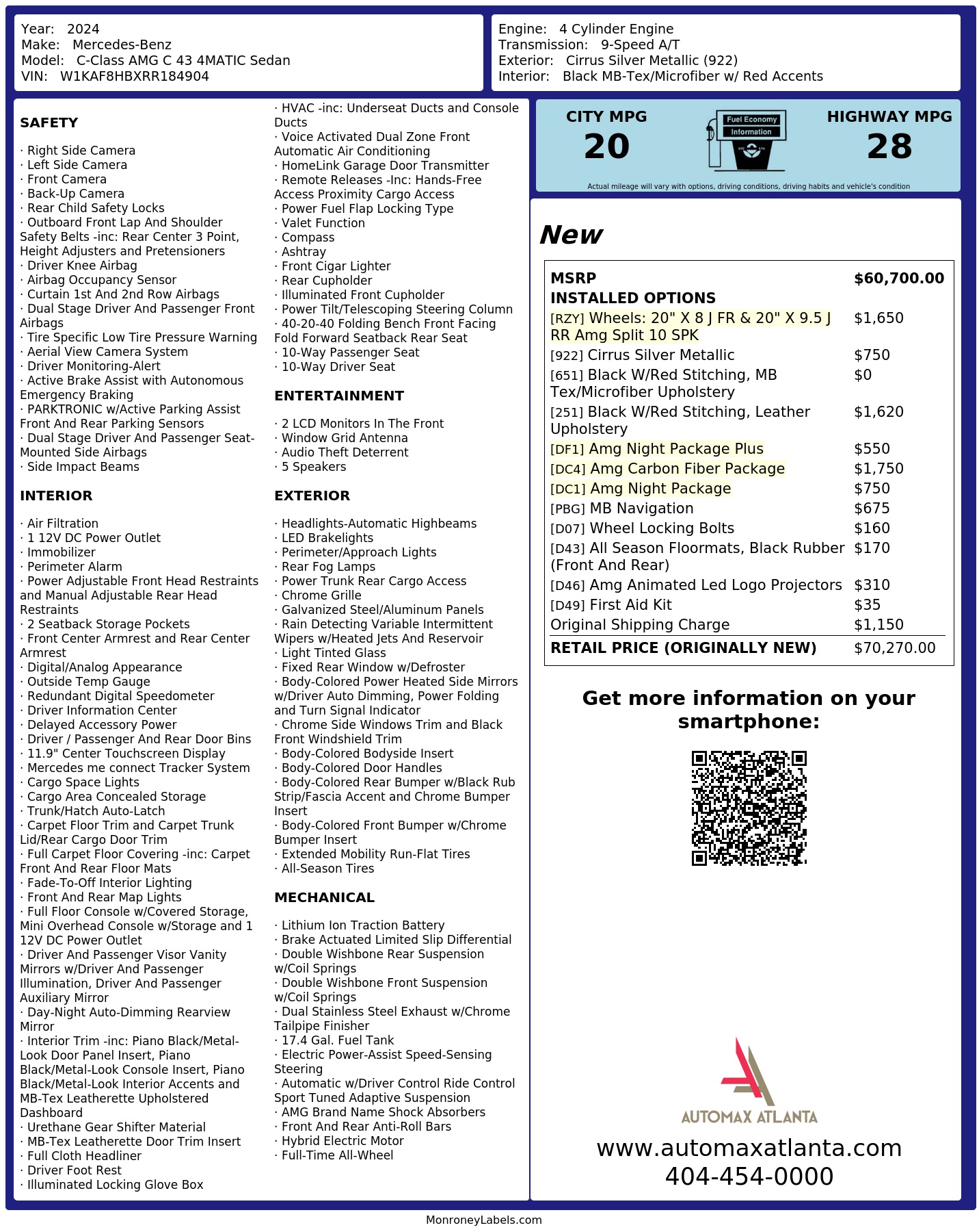 Monroney Label