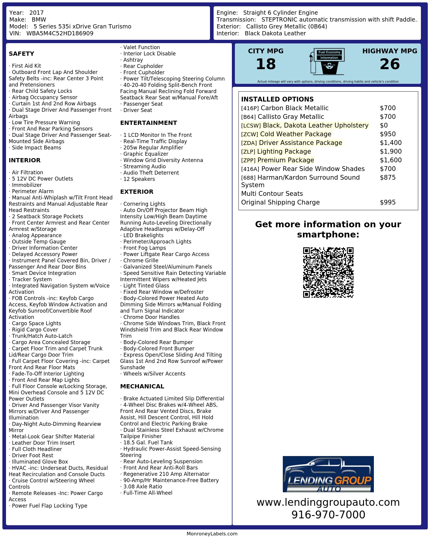 Monroney Label