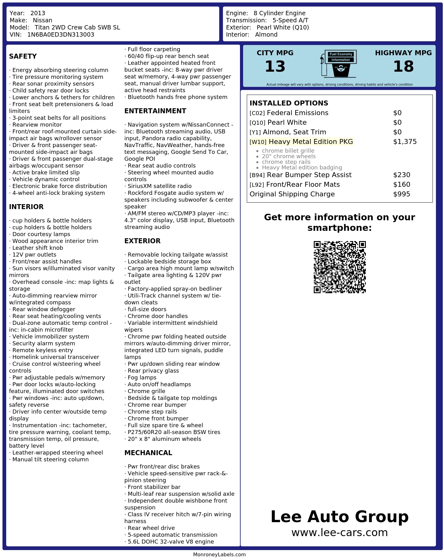 Monroney Label