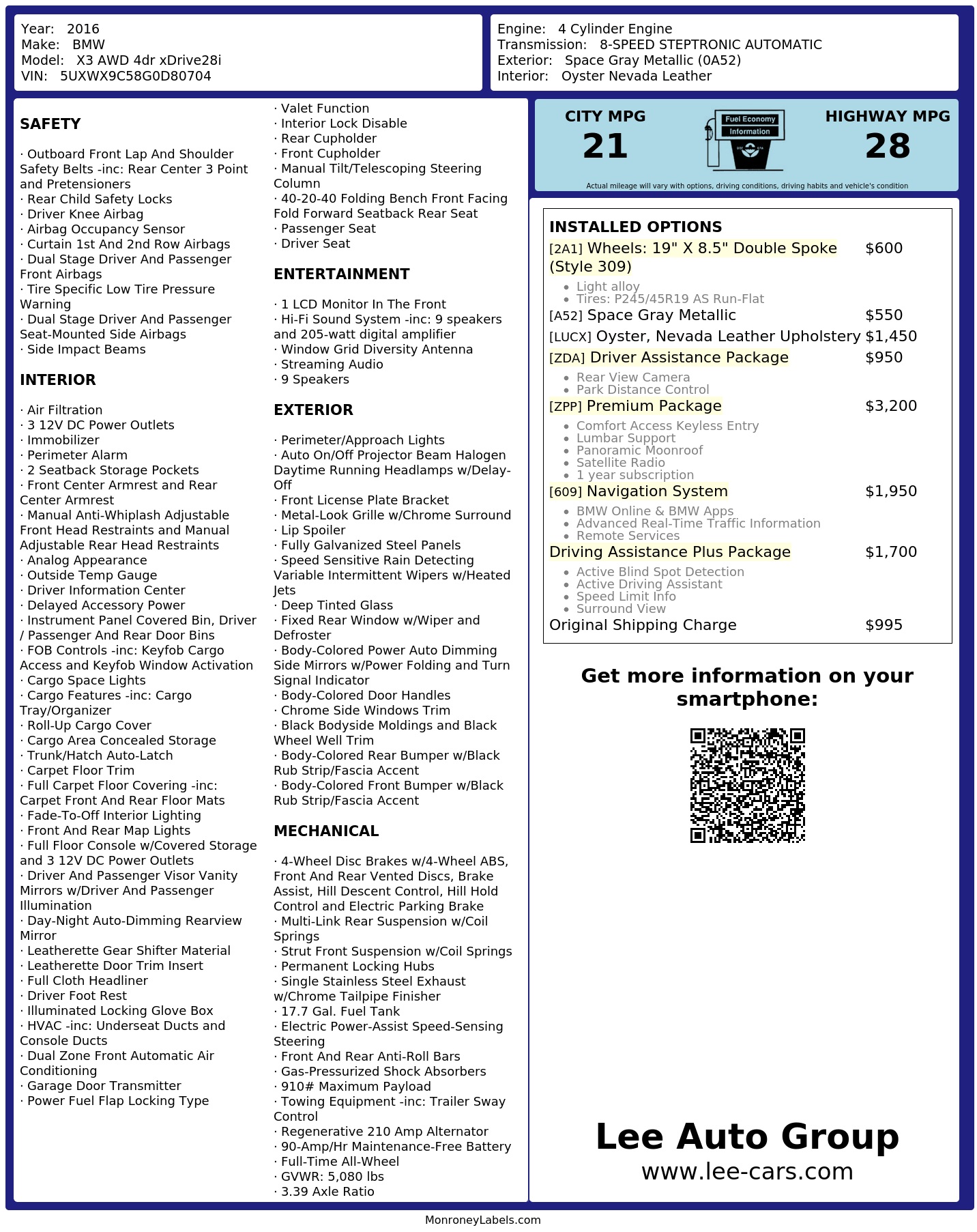Monroney Label