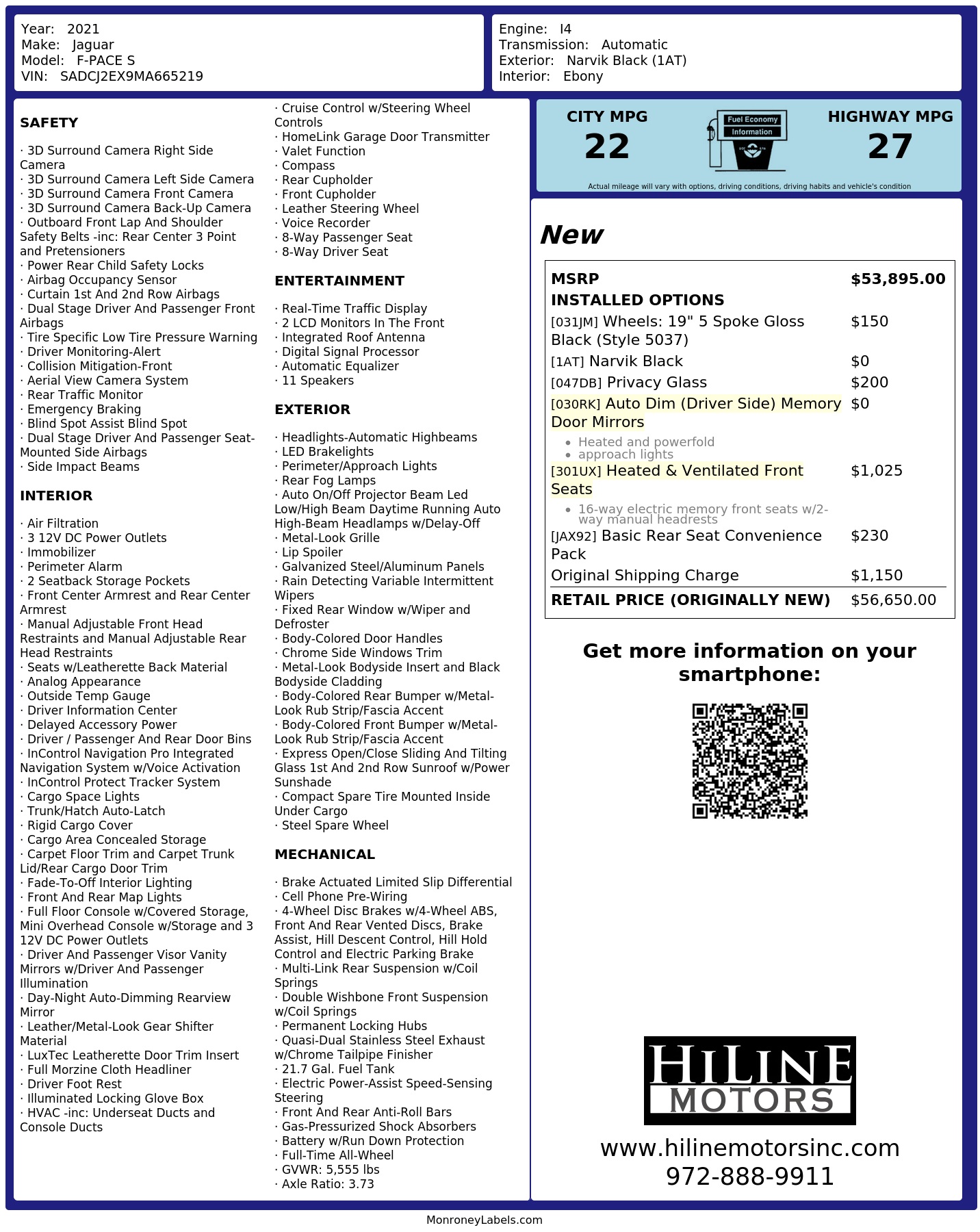 Monroney Label