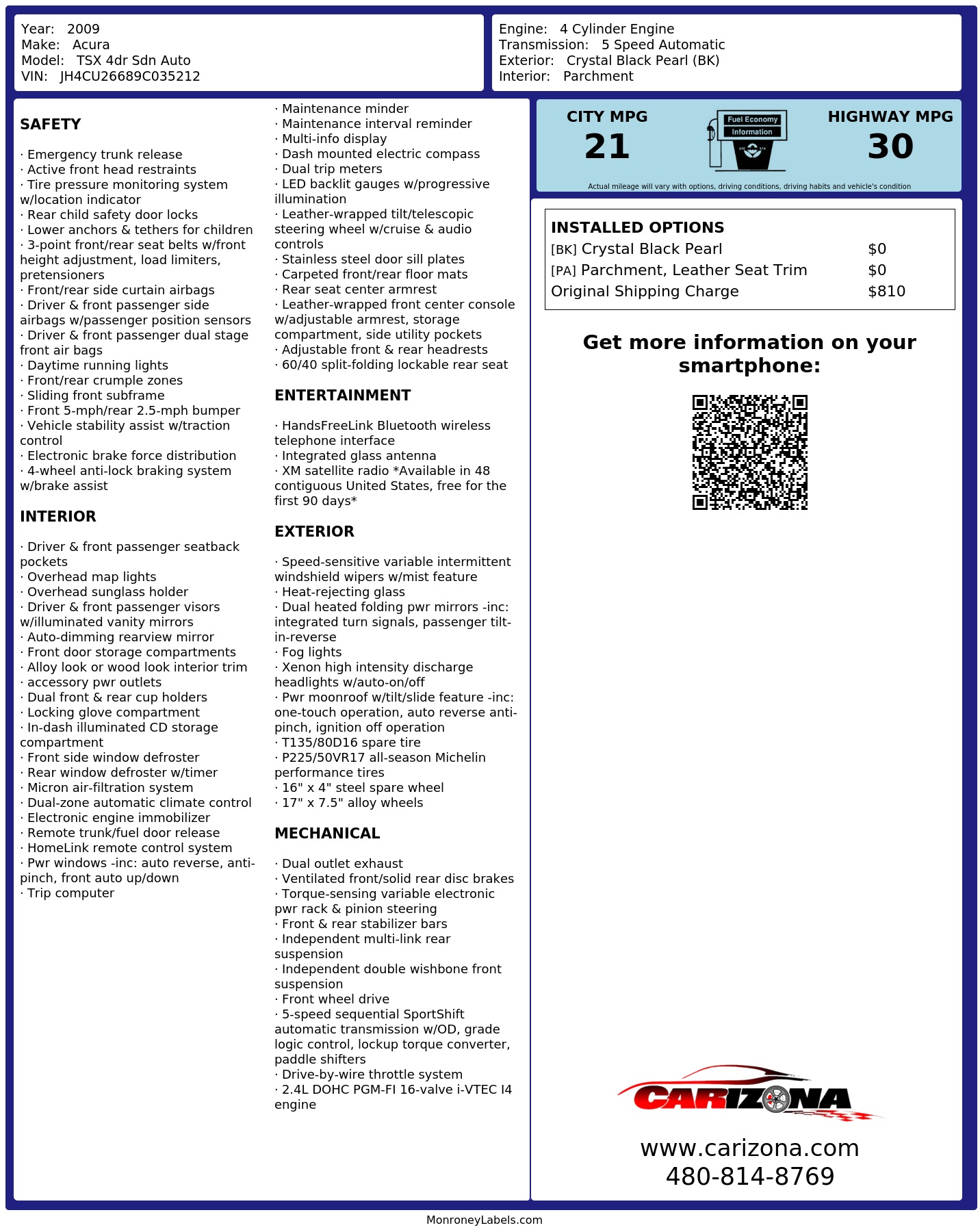 Monroney Label