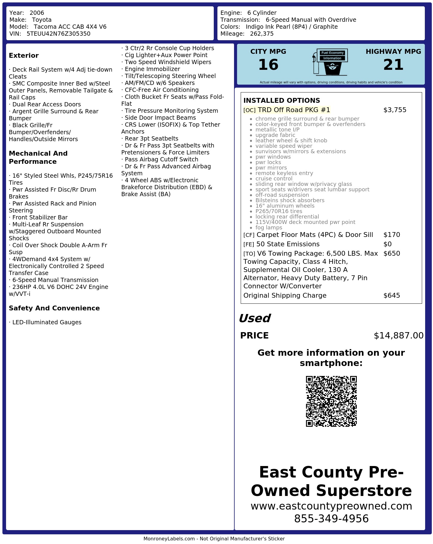 Monroney Label
