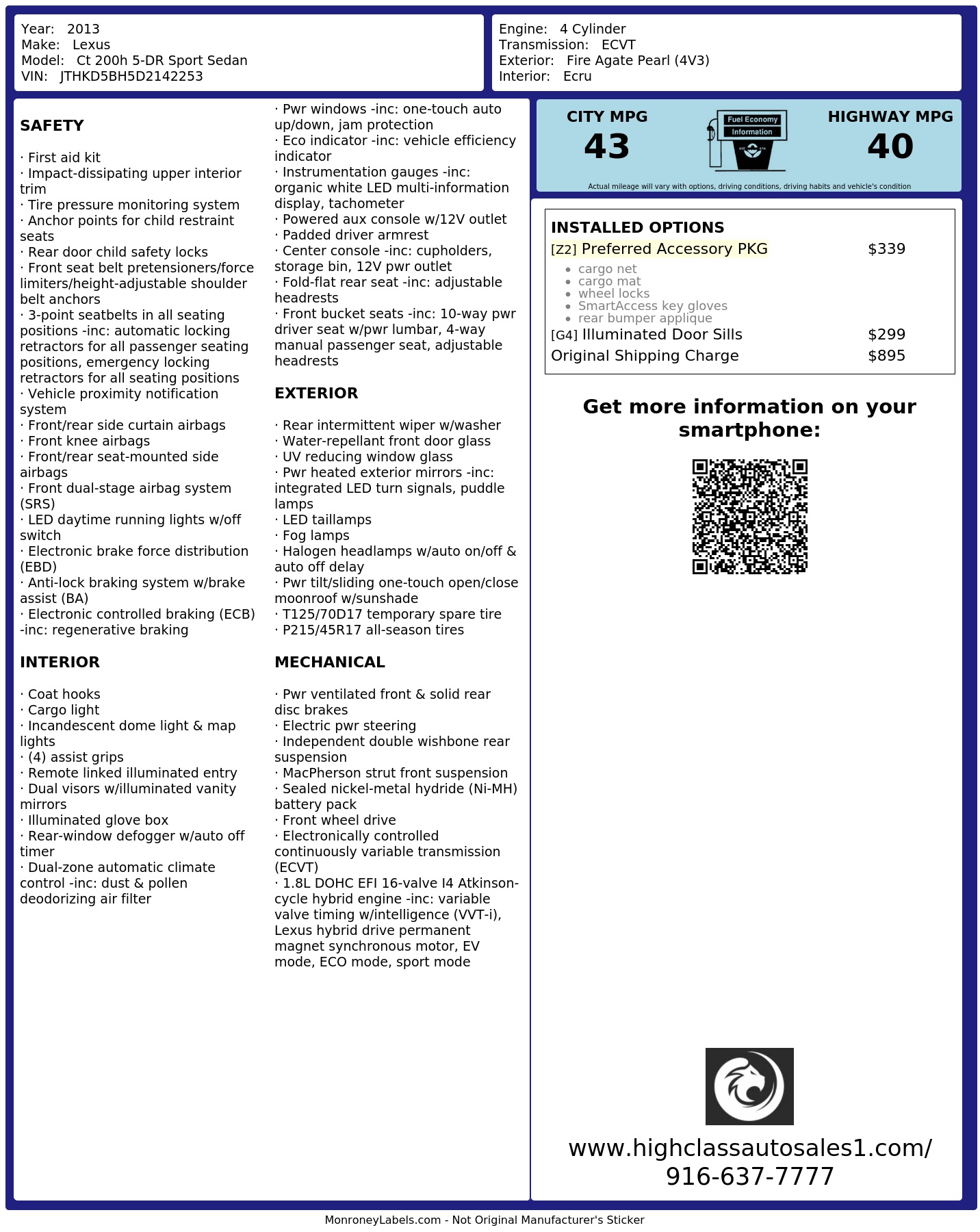 Monroney Label
