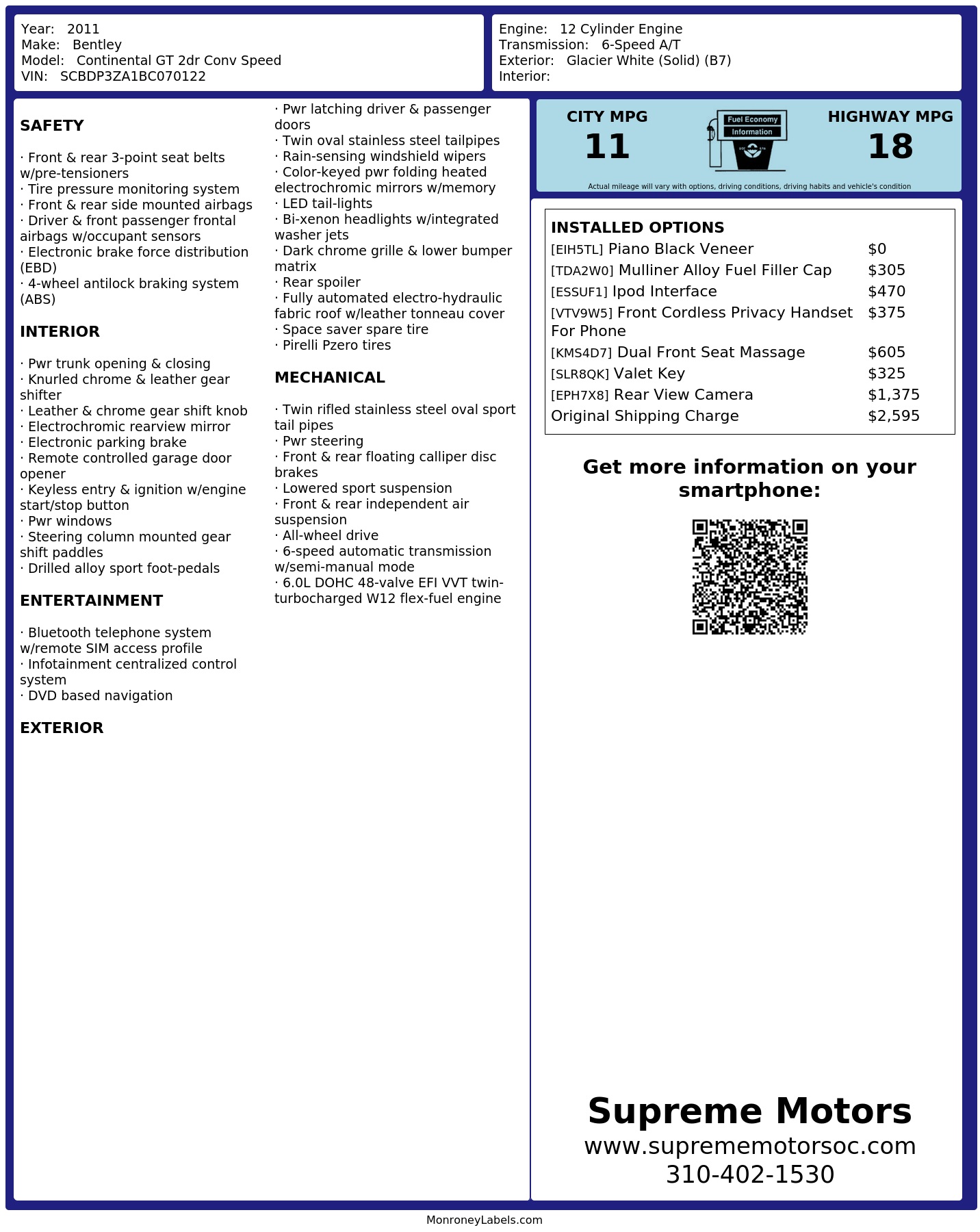 Monroney Label