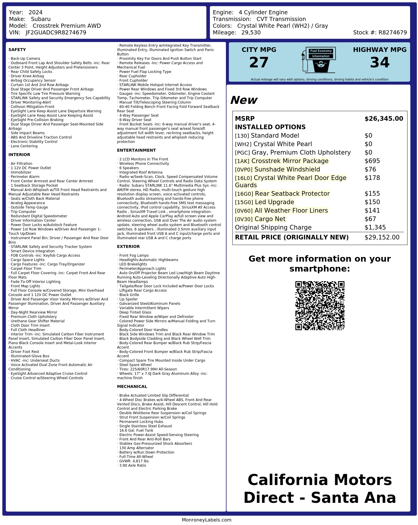 Monroney Label