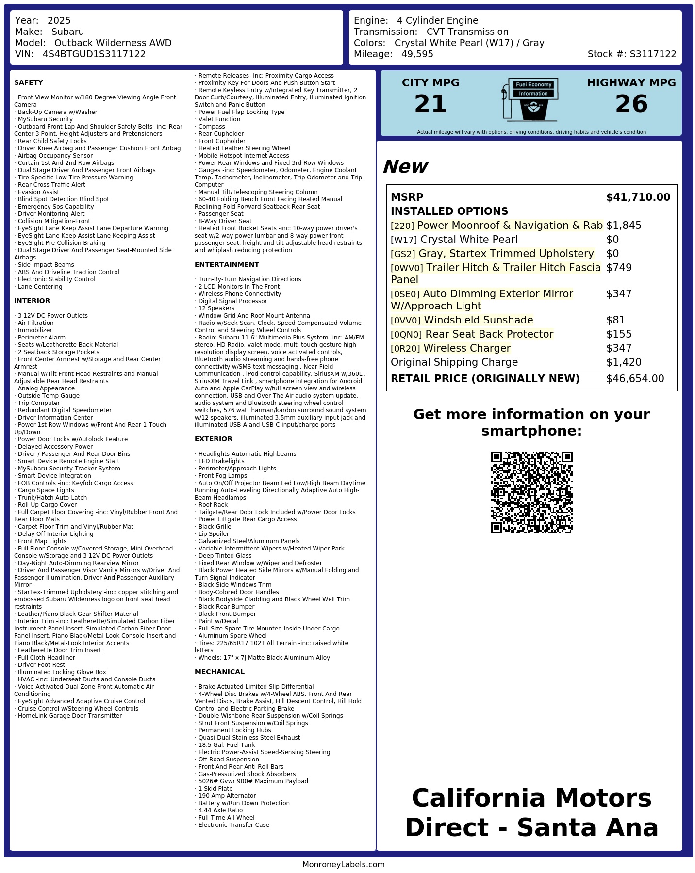 Monroney Label