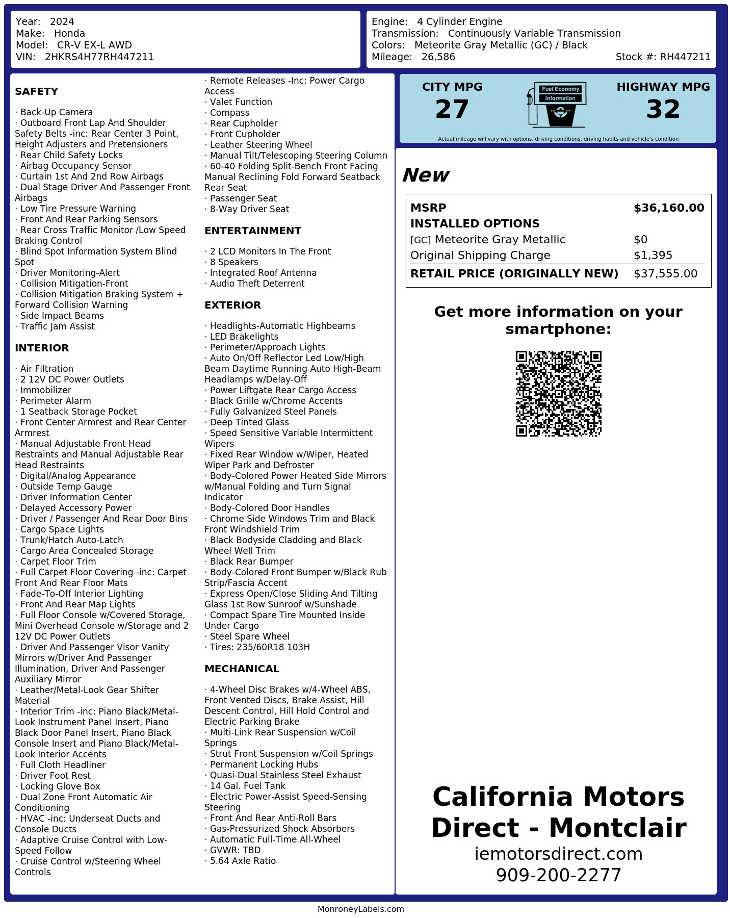 Monroney Label