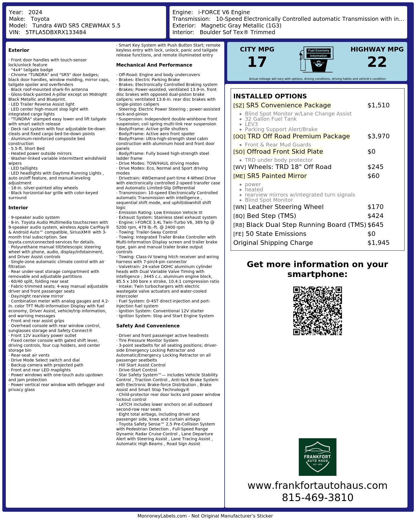 Monroney Label