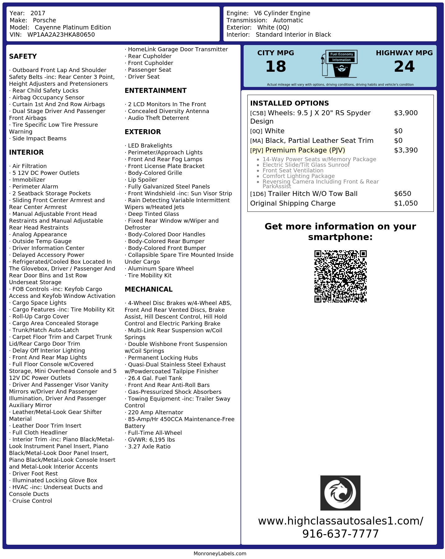 Monroney Label