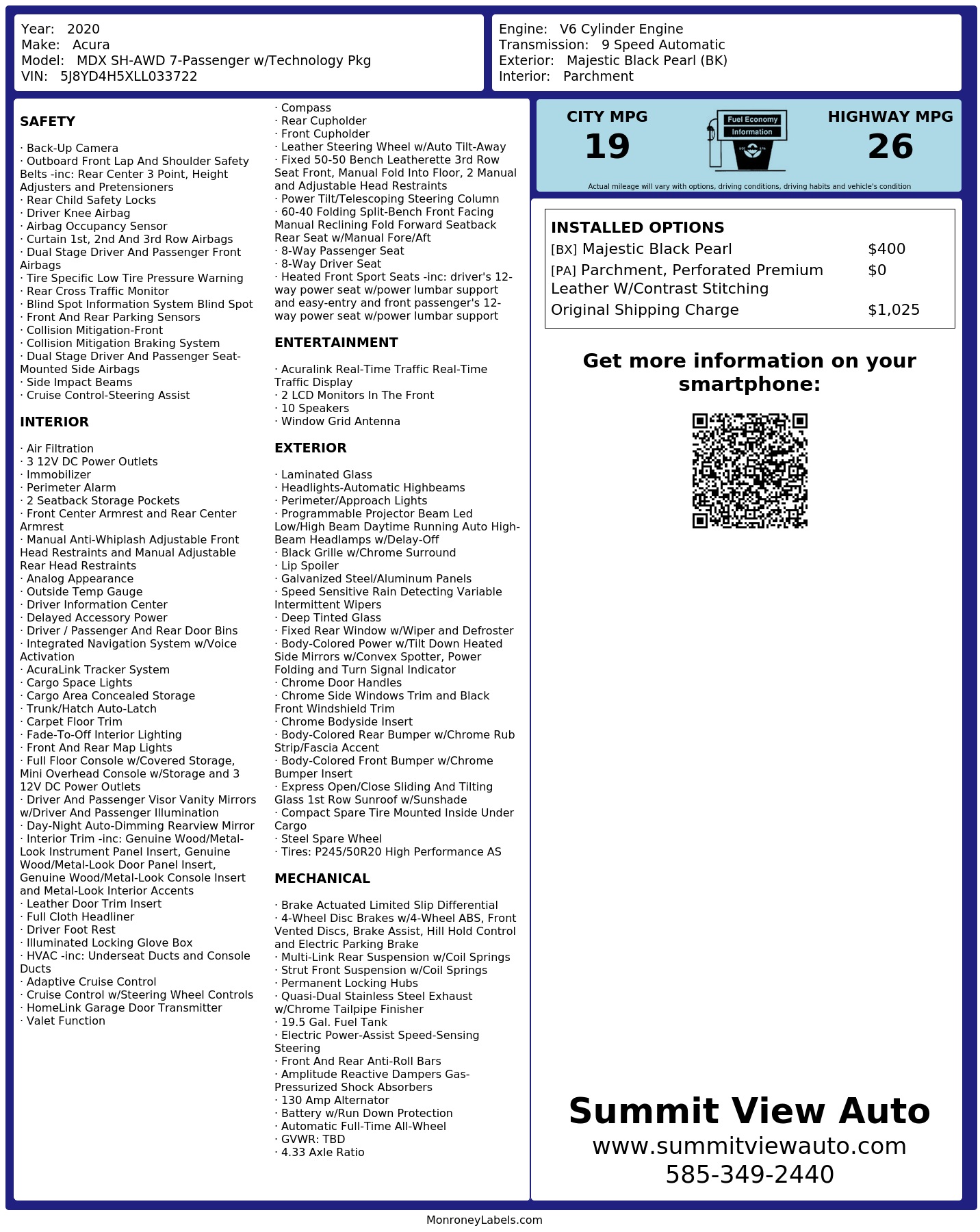 Monroney Label