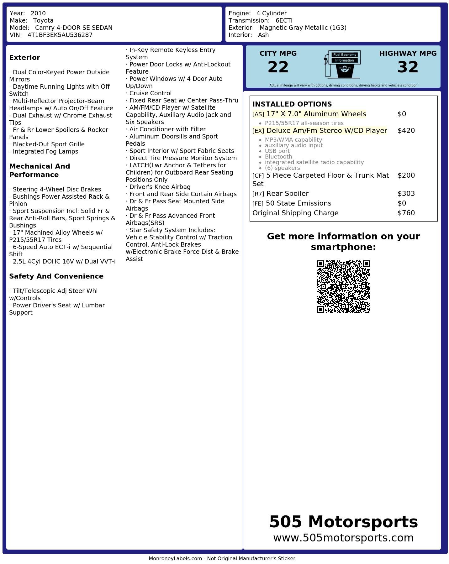 Monroney Label