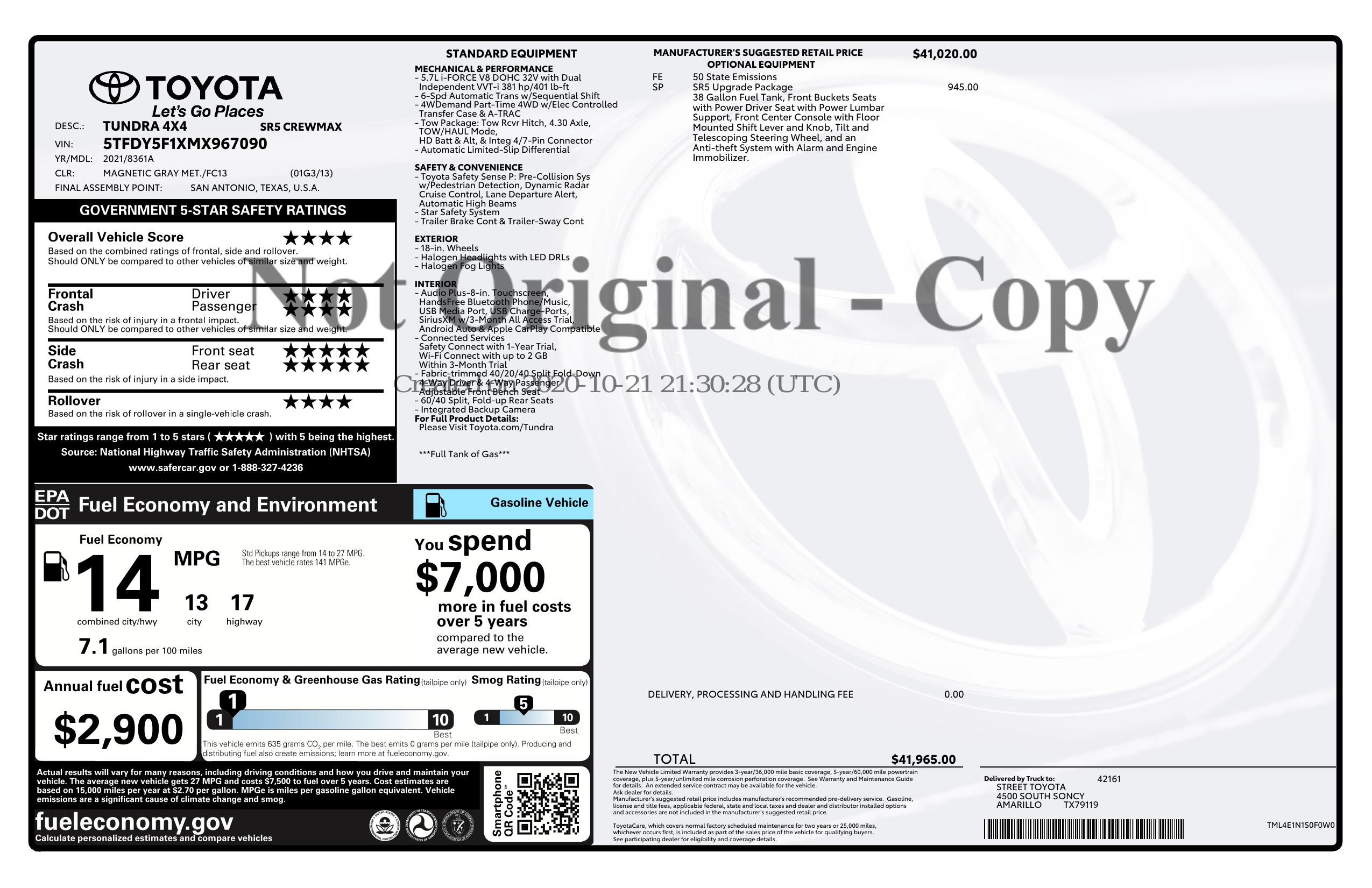 Monroney Label