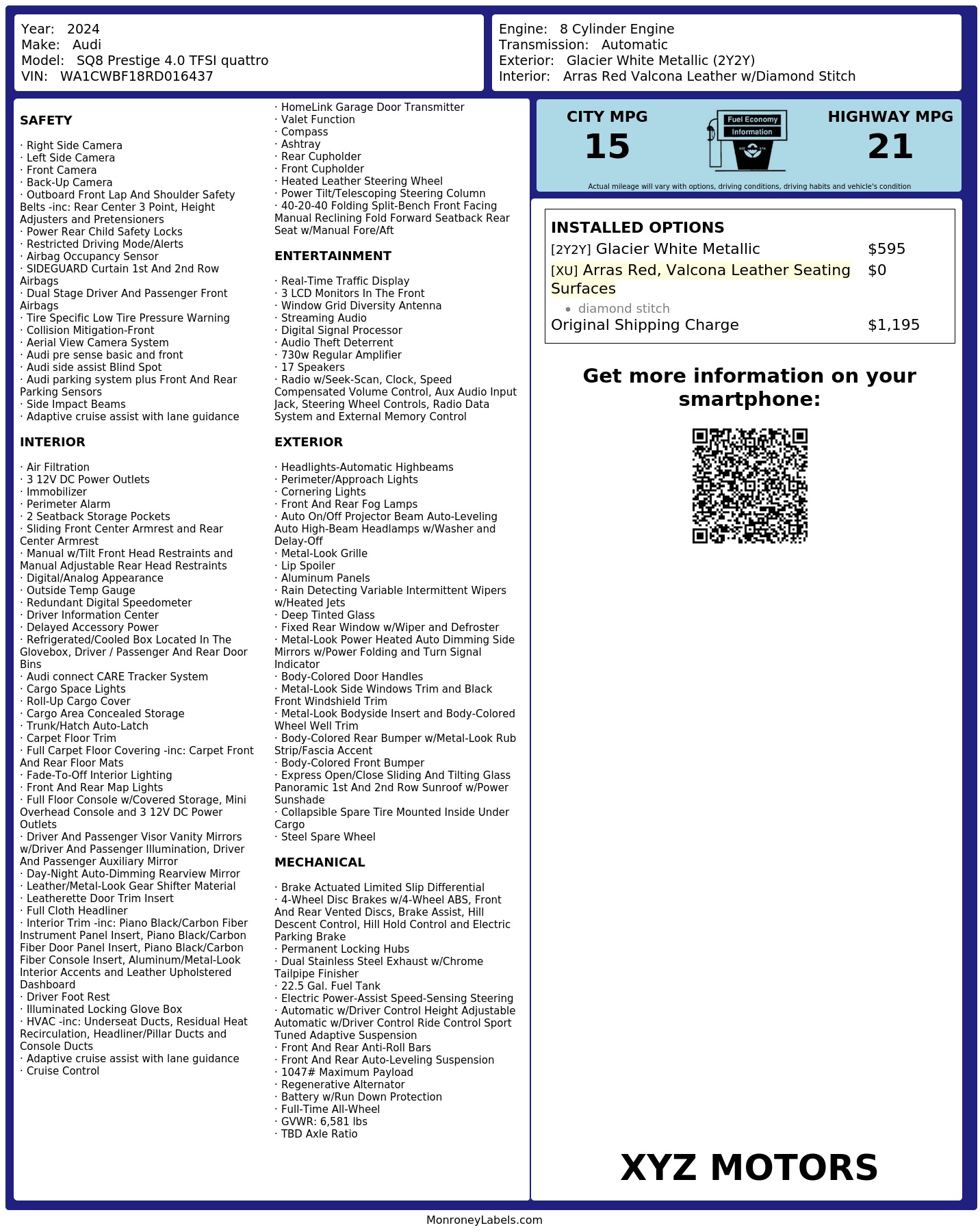 Monroney Label