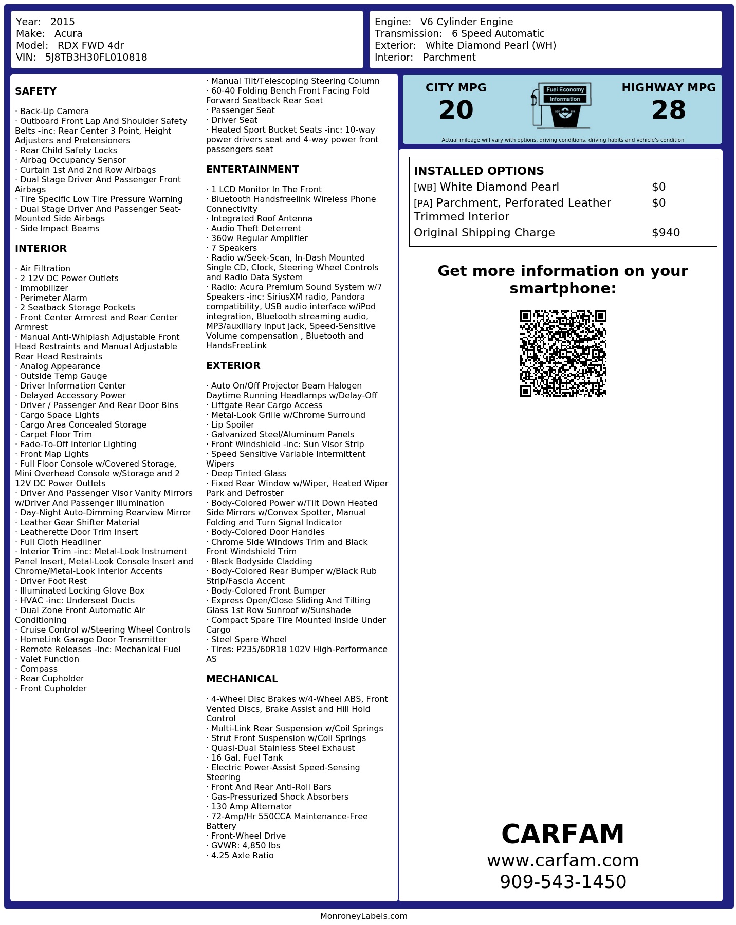 Monroney Label