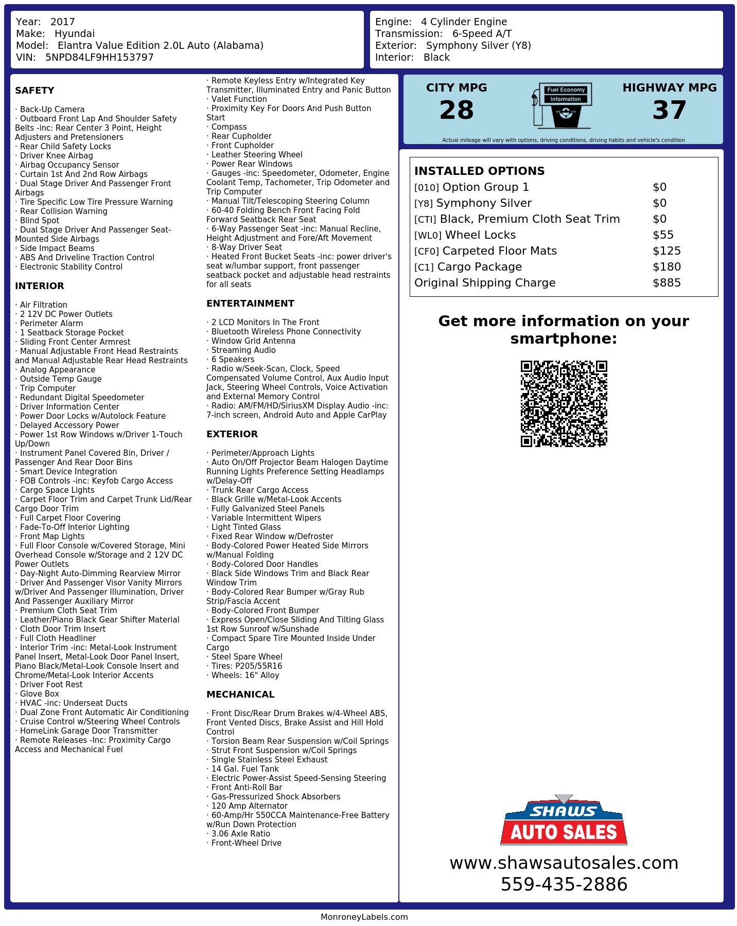 Monroney Label