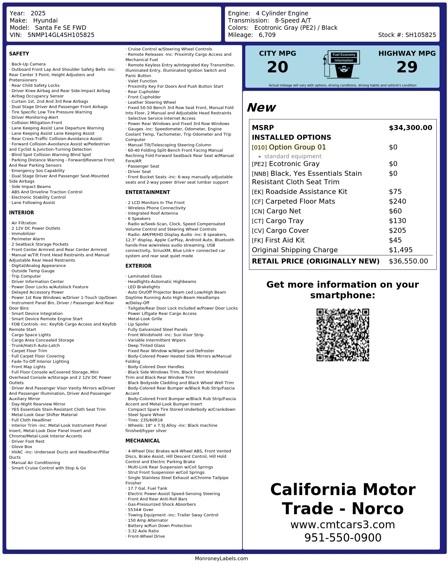 Monroney Label