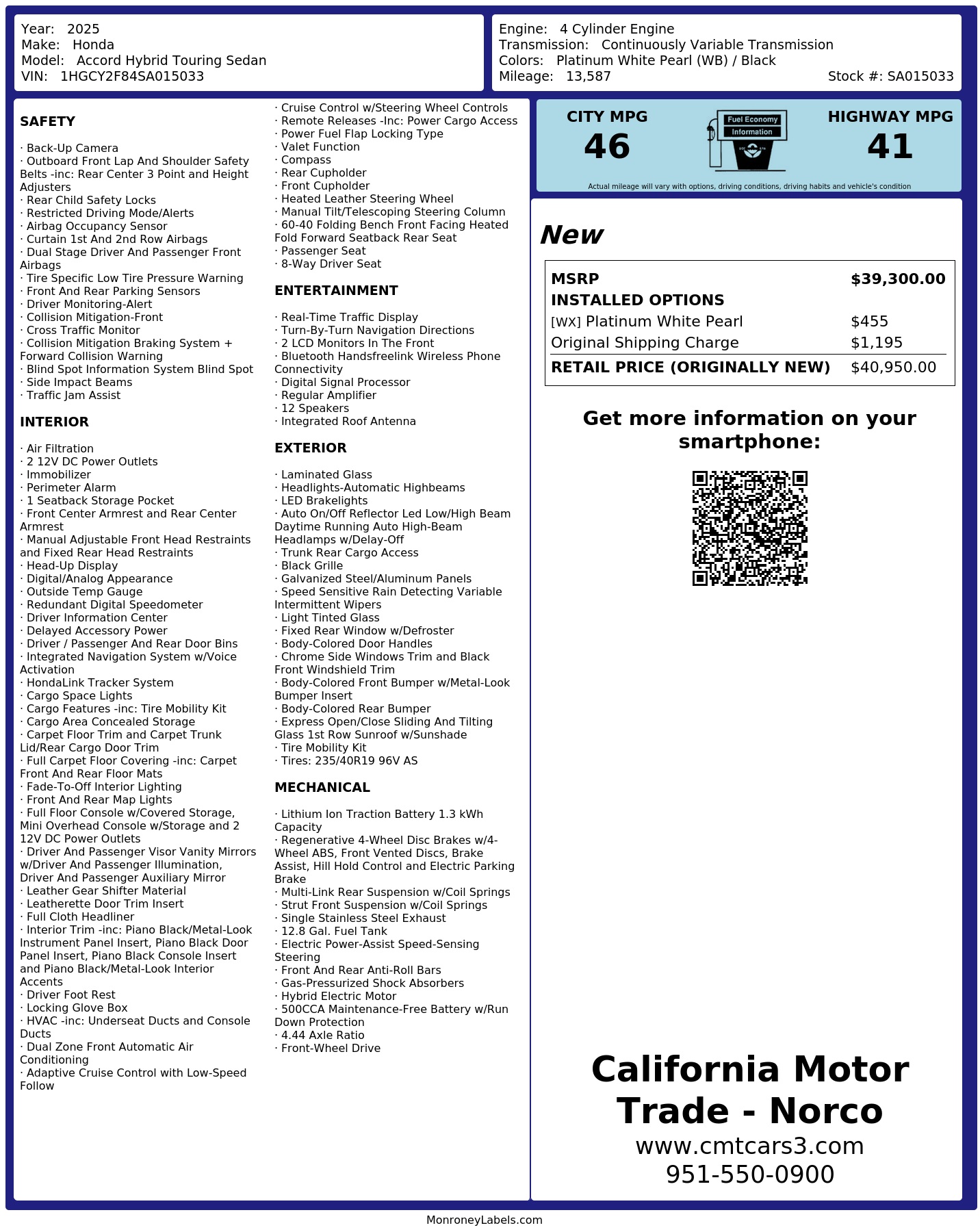 Monroney Label