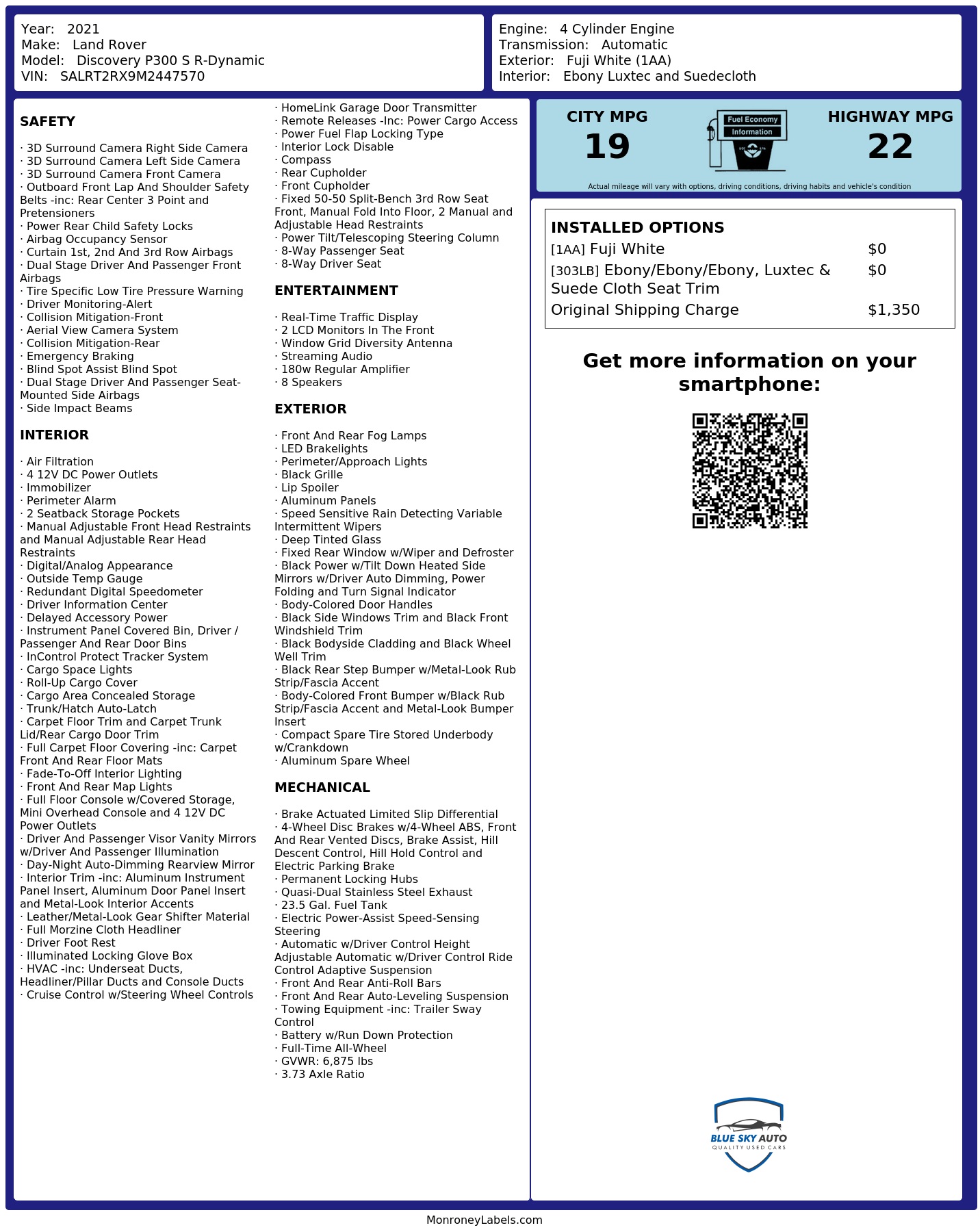 Monroney Label