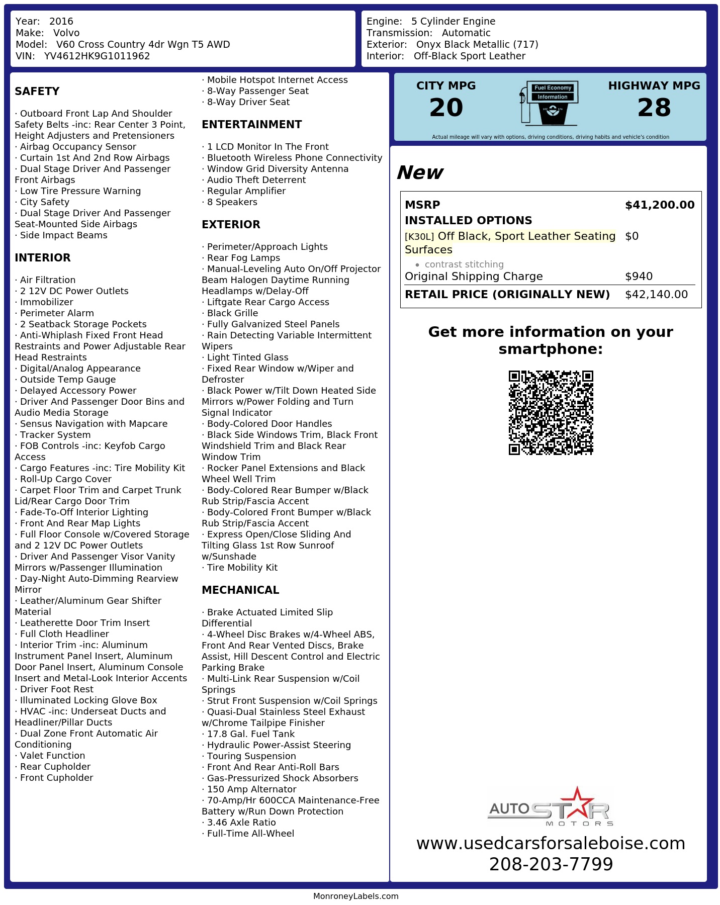 Monroney Label