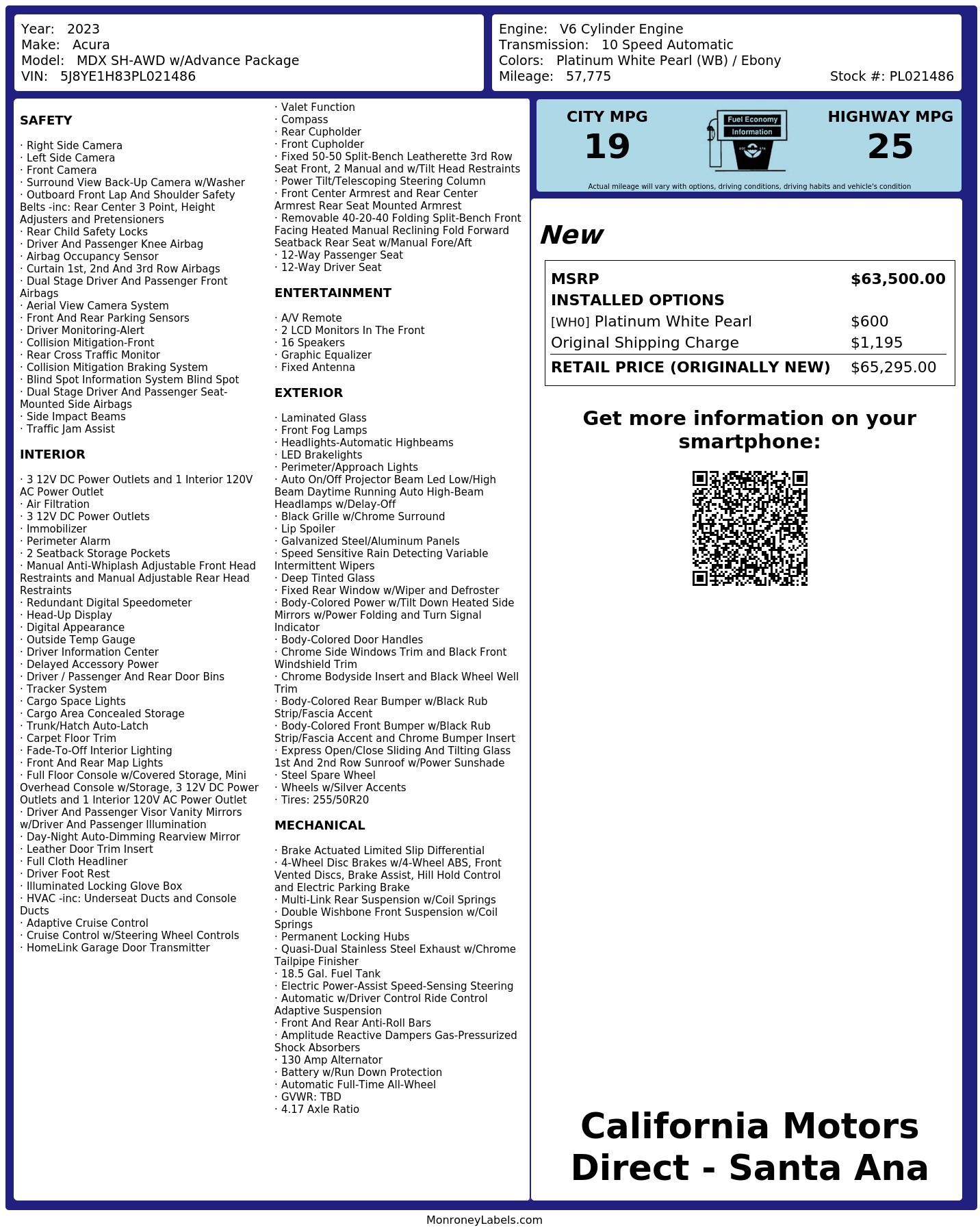 Monroney Label