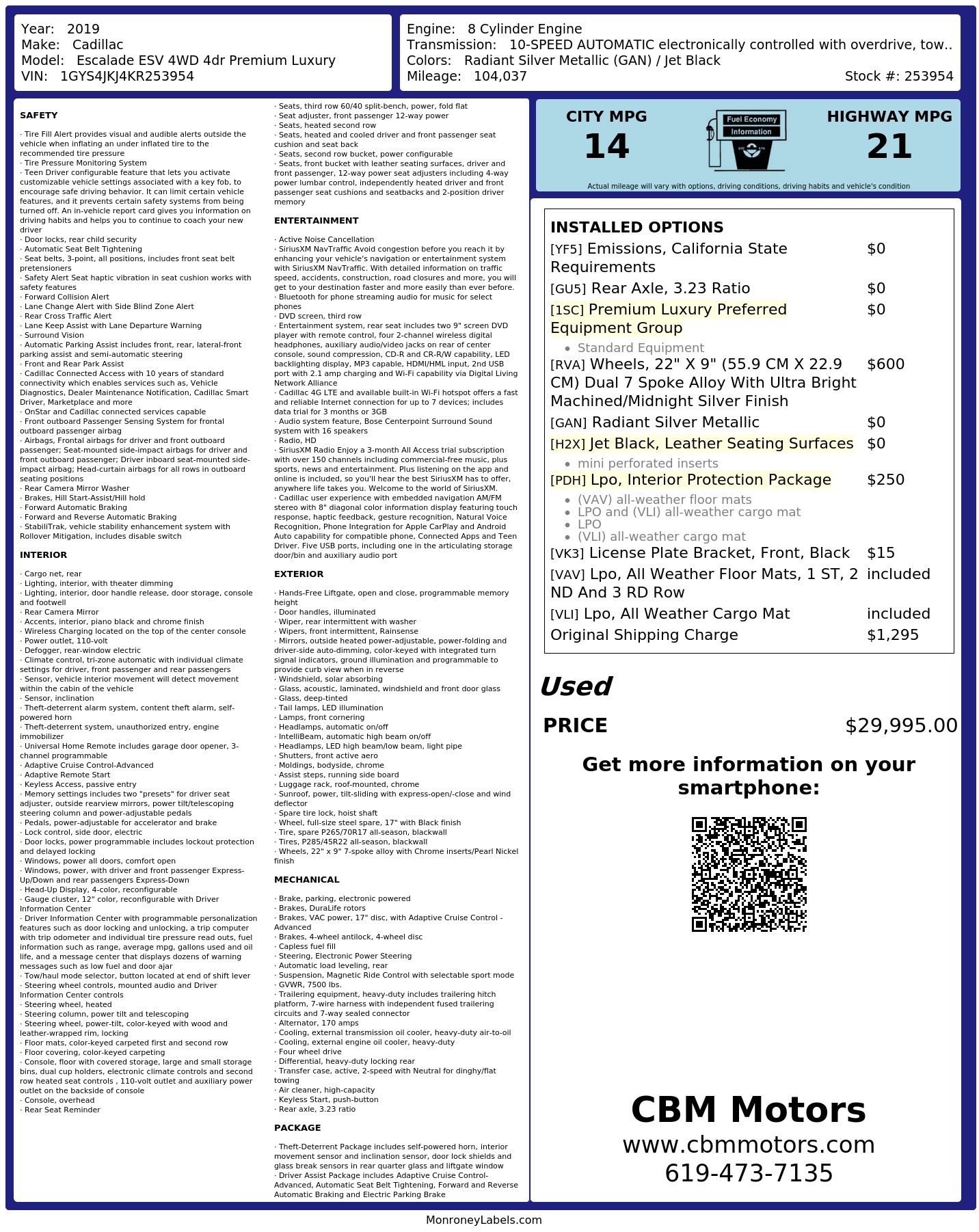Monroney Label