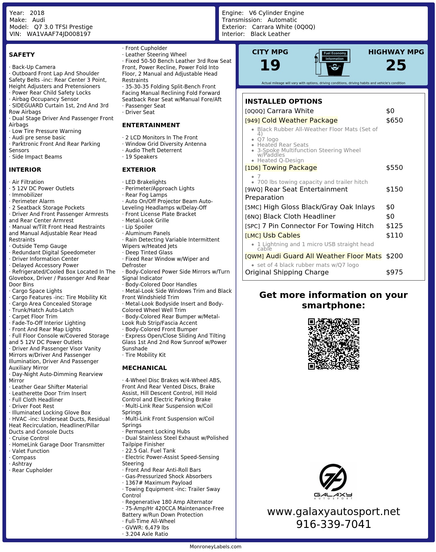 Monroney Label