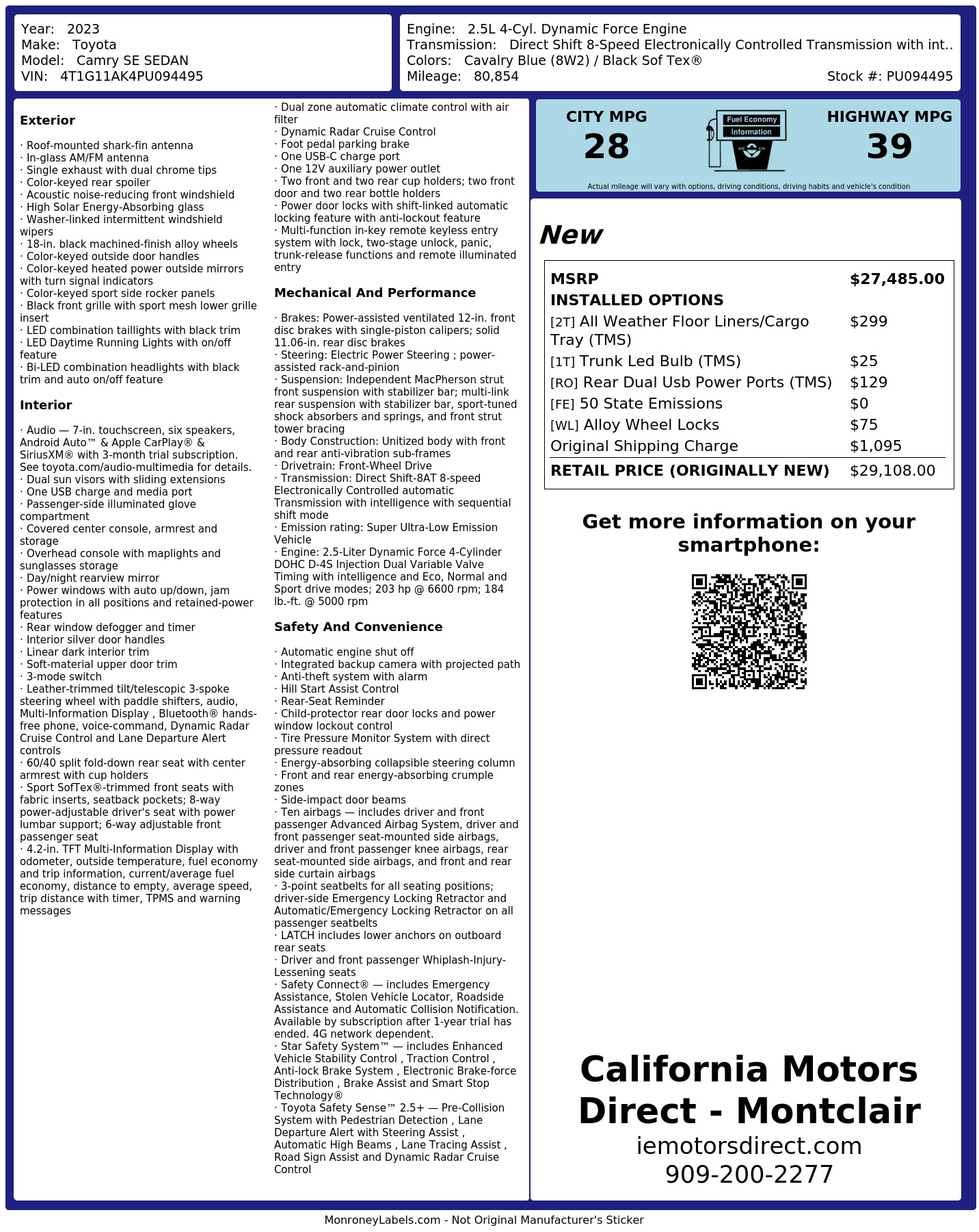 Monroney Label