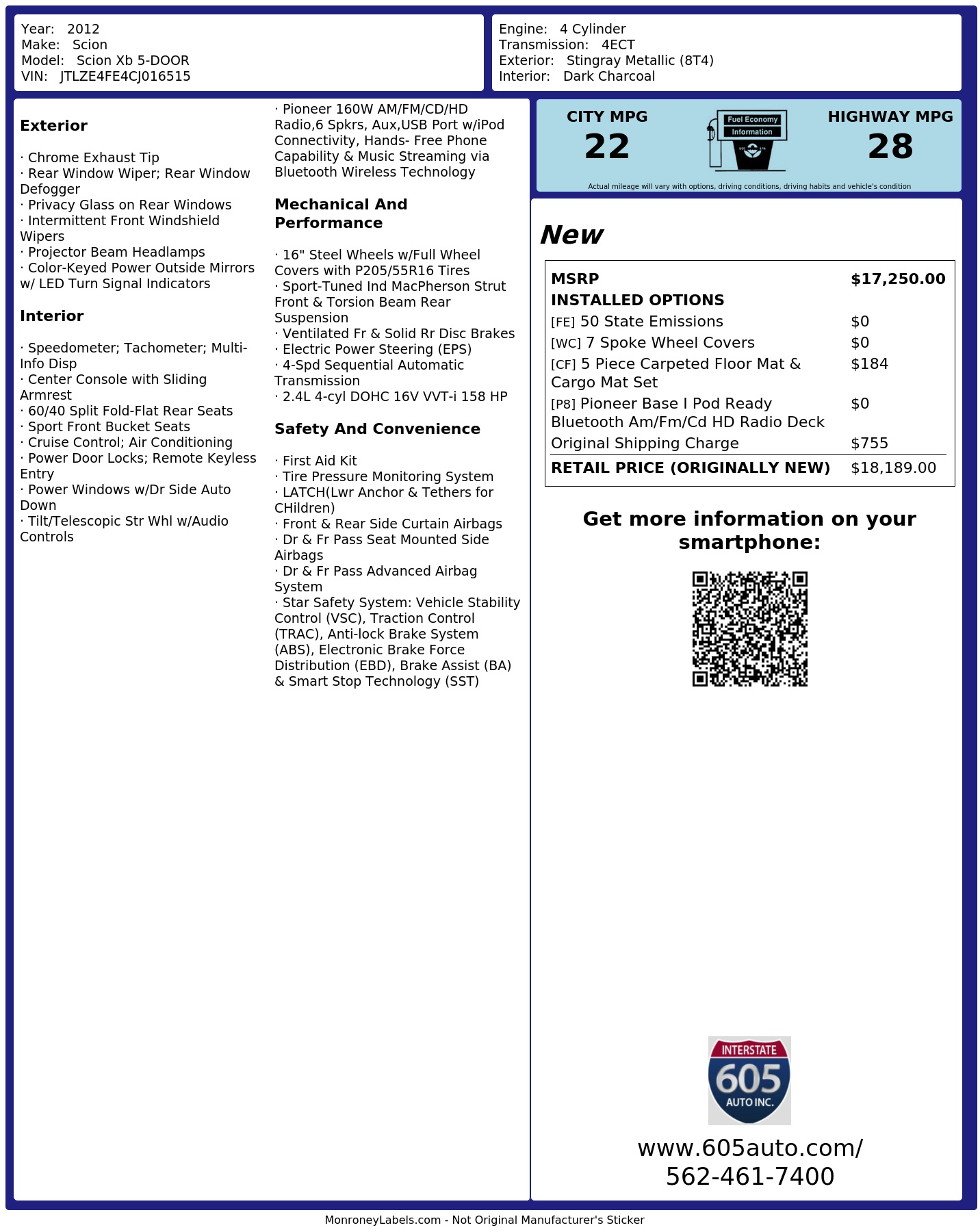 Monroney Label