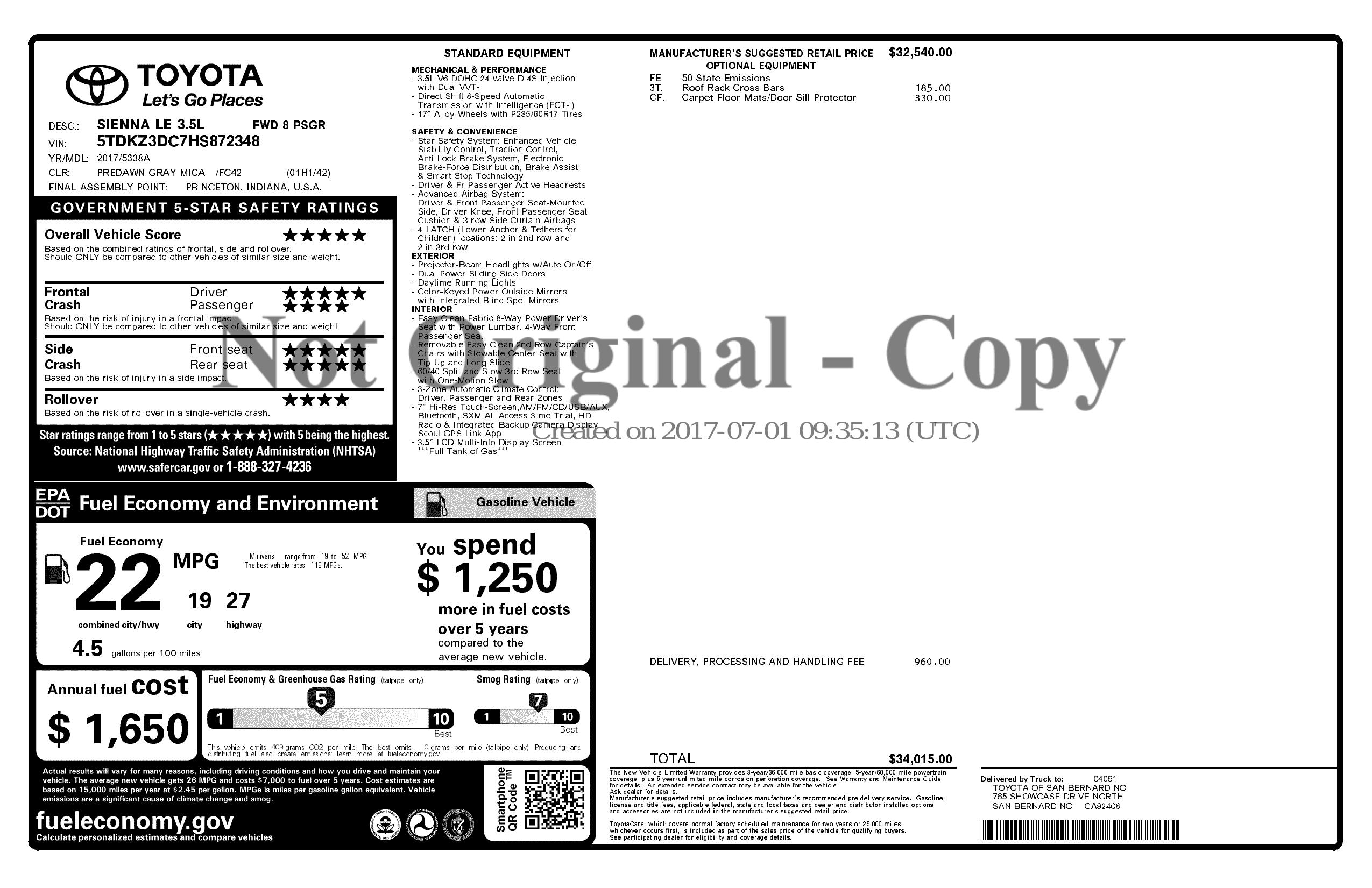 Monroney Label