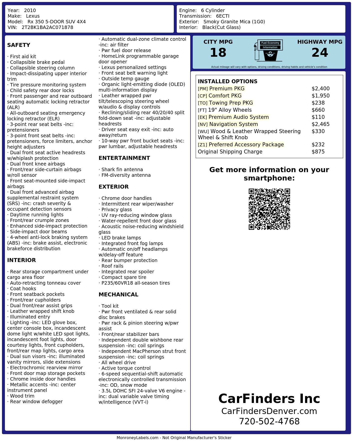 Monroney Label