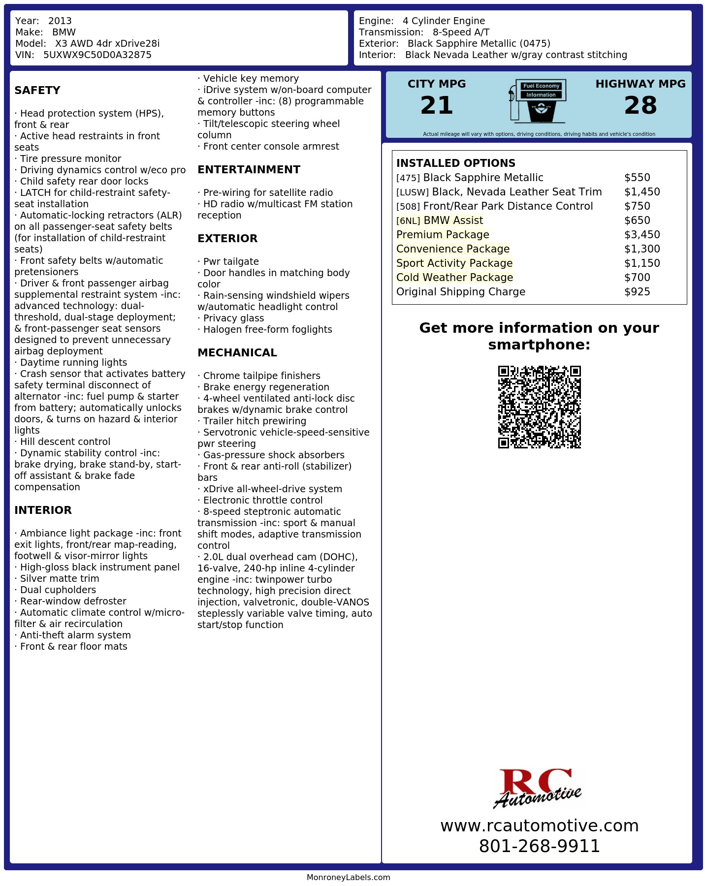 Monroney Label