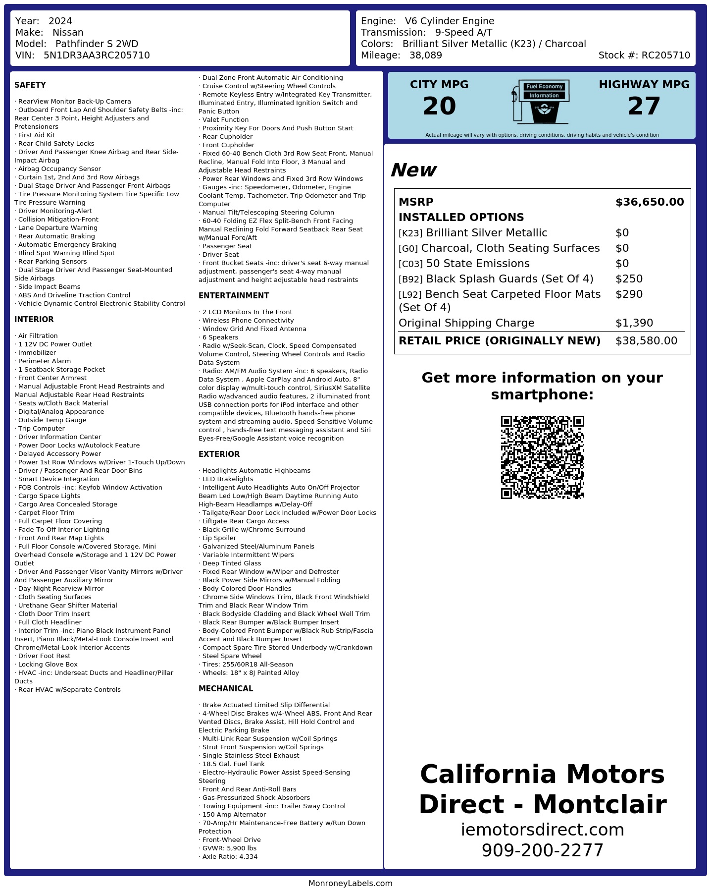 Monroney Label