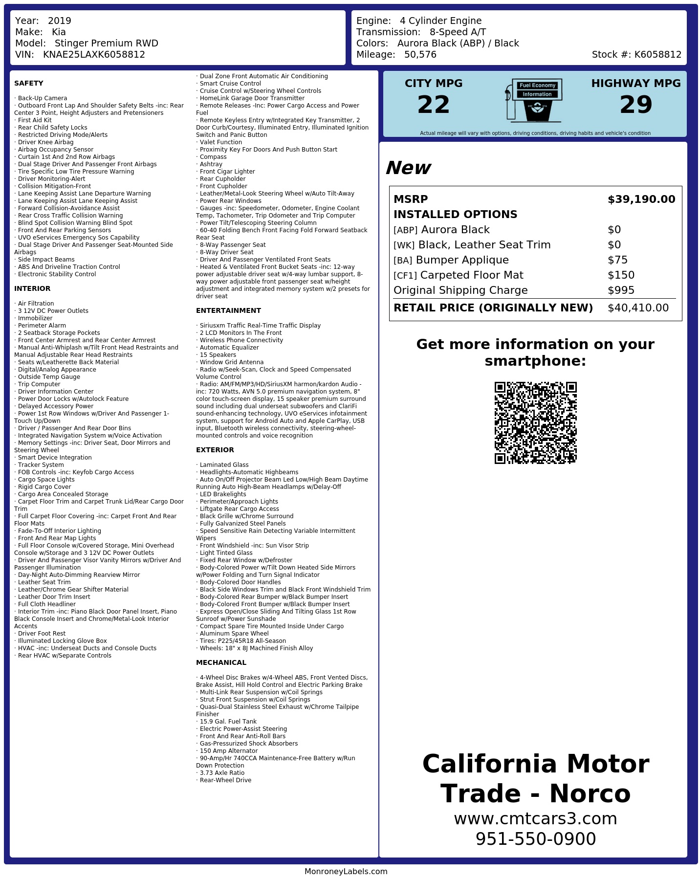 Monroney Label