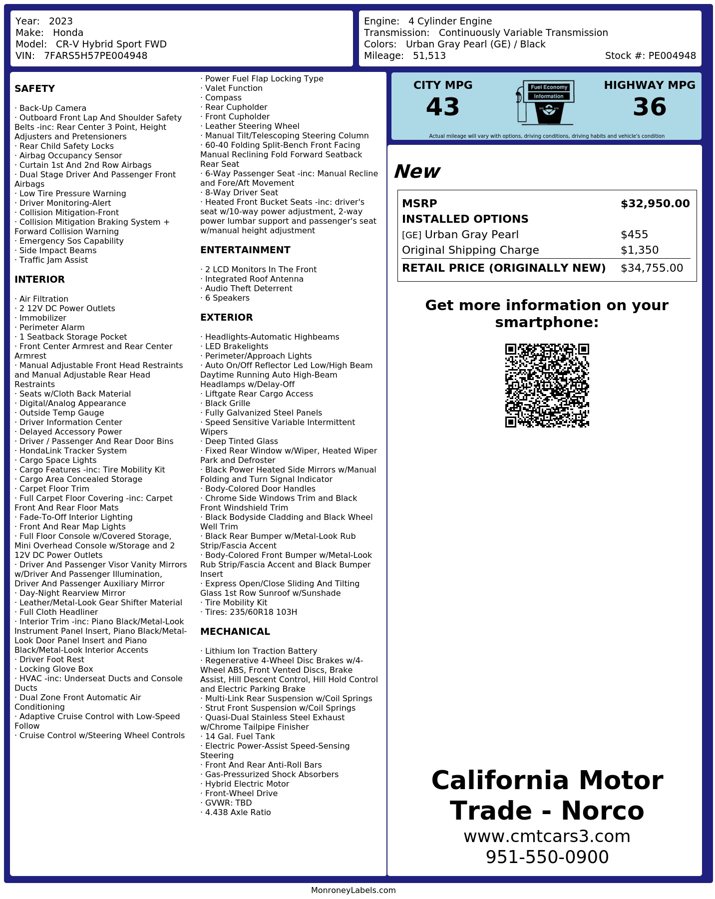 Monroney Label