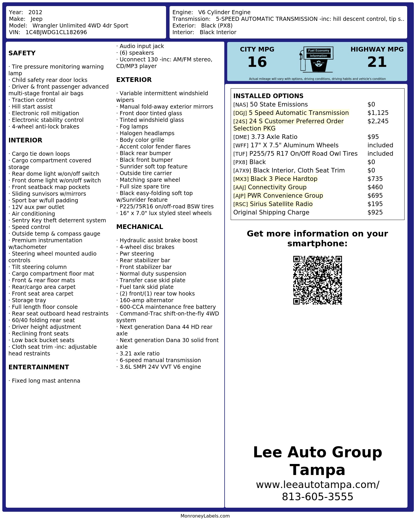 Monroney Label